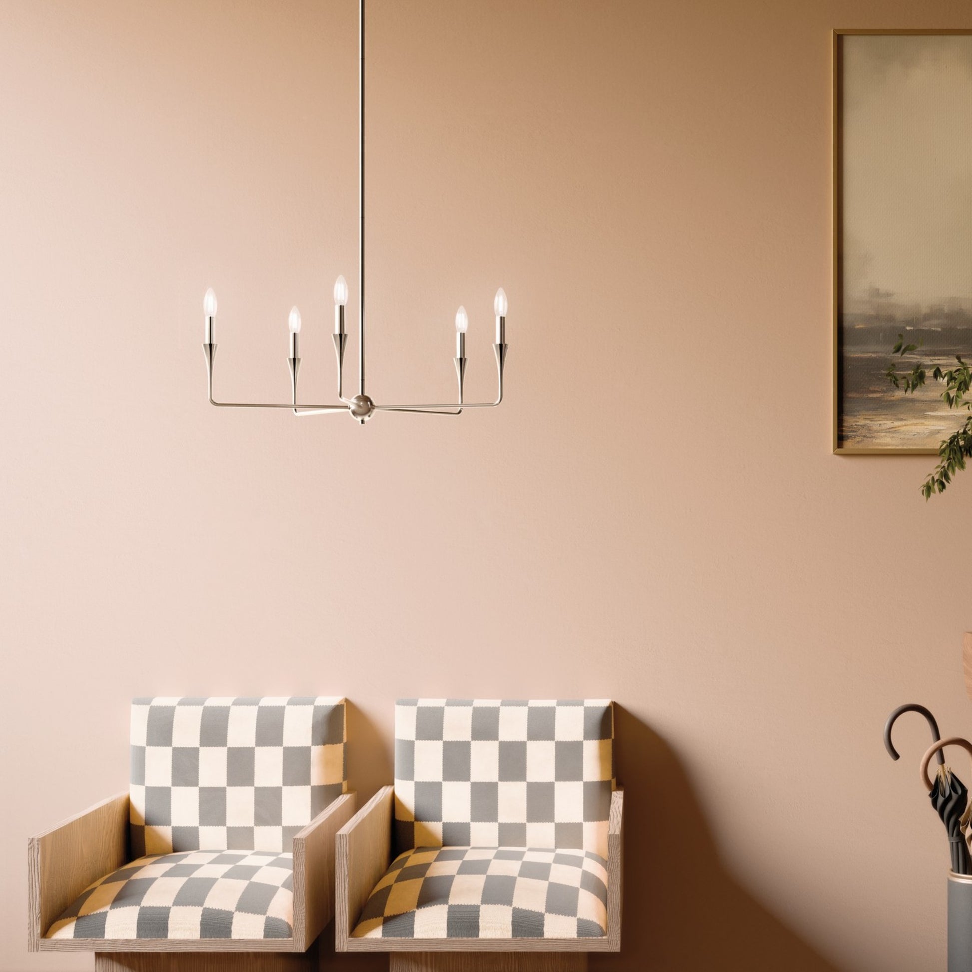 Alvaro 30" 5-Light Chandelier, Polished Nickel Finish - Bees Lighting