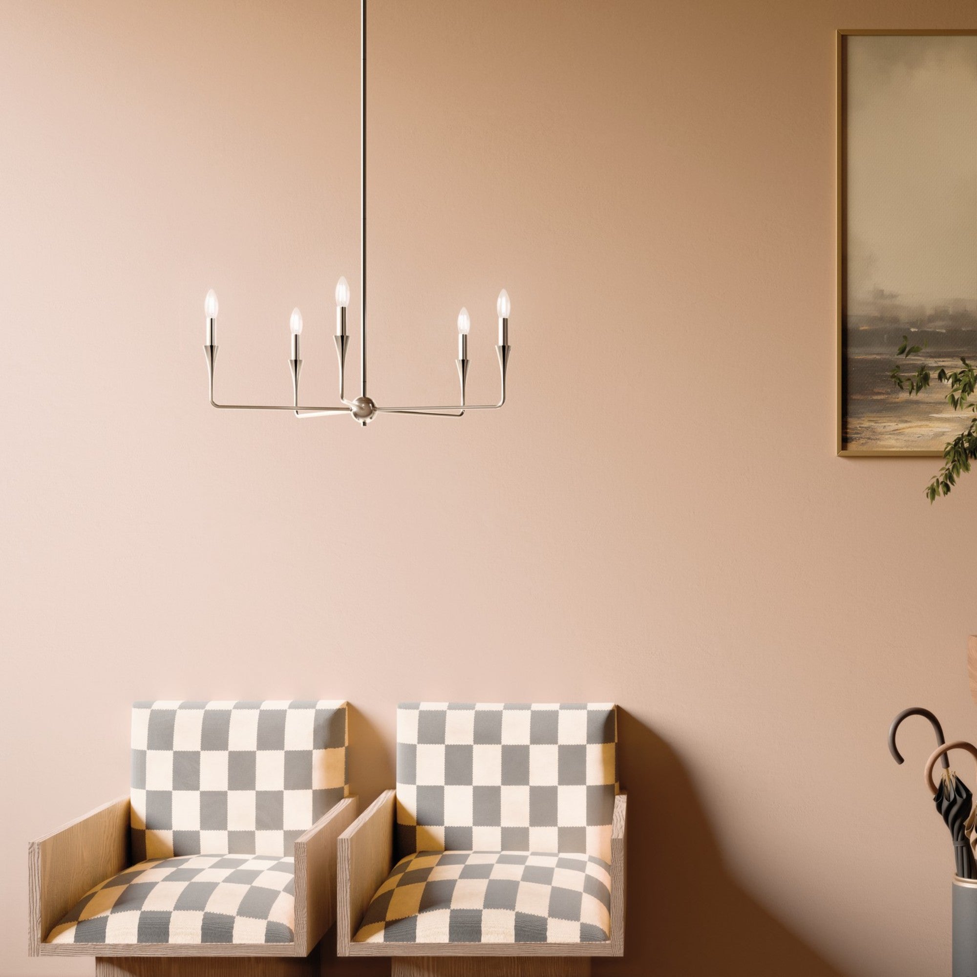 Alvaro 30" 5-Light Chandelier, Polished Nickel Finish - Bees Lighting