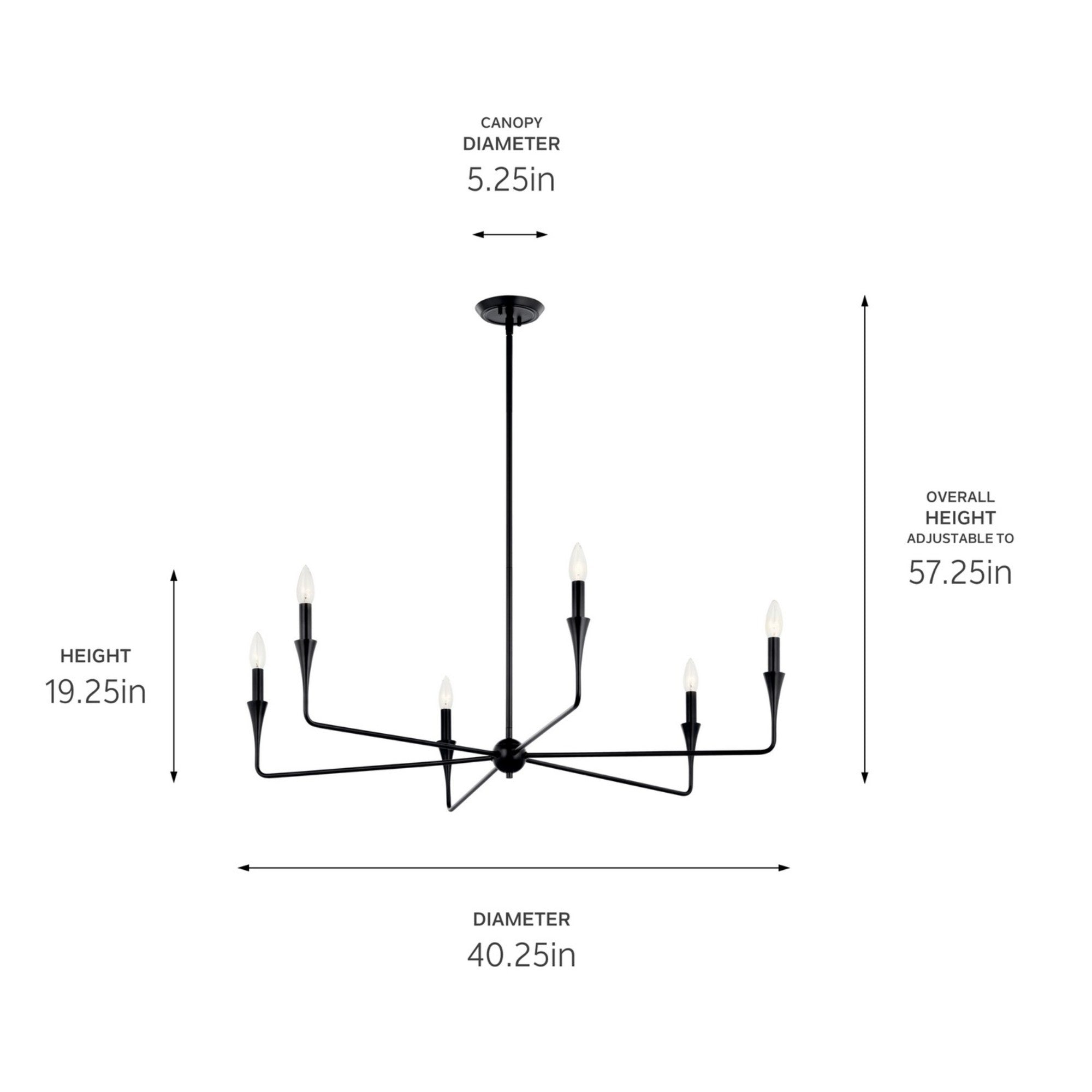 Alvaro 40" 6-Light Chandelier, Black Finish - Bees Lighting