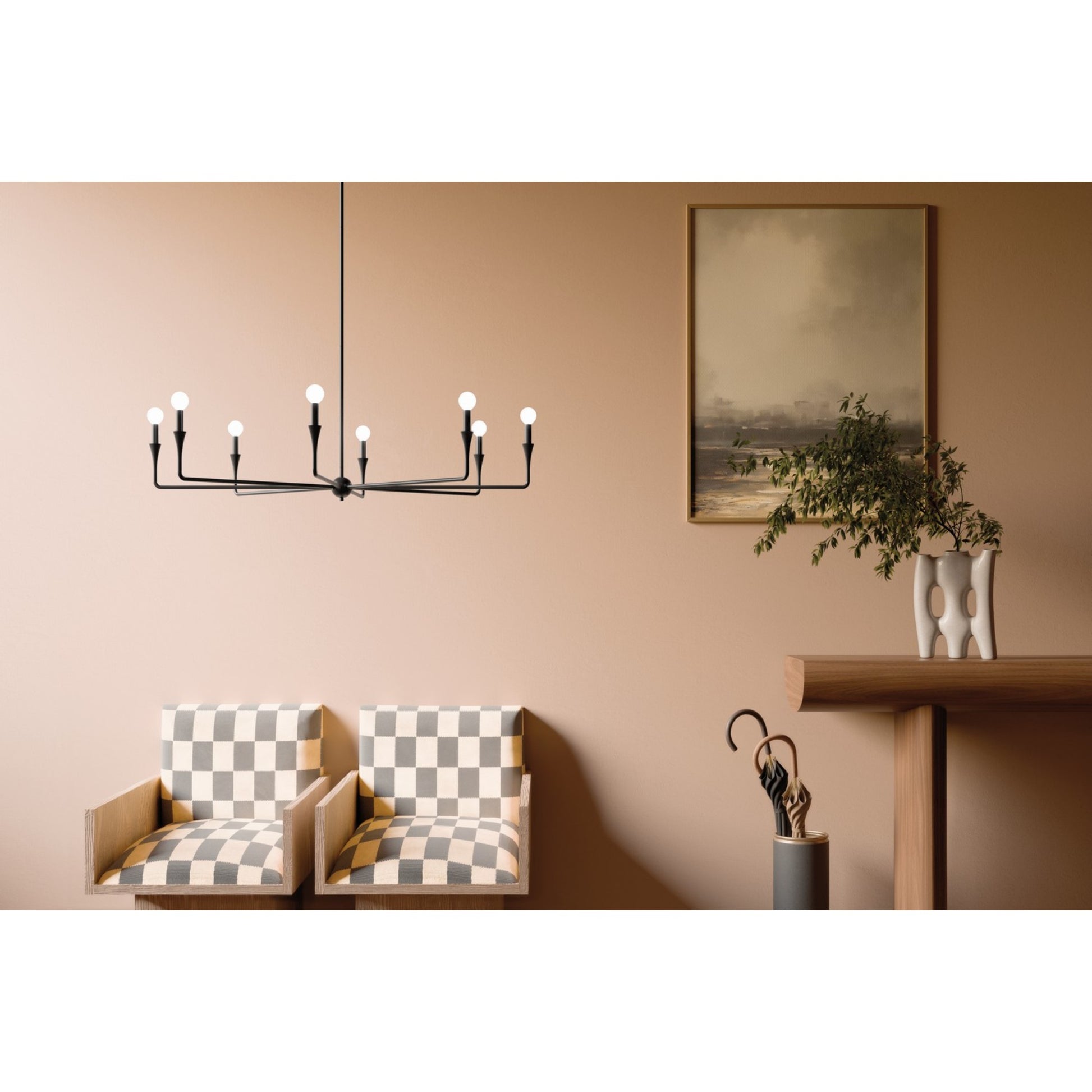 Alvaro 50" 8-Light Chandelier, Black Finish - Bees Lighting