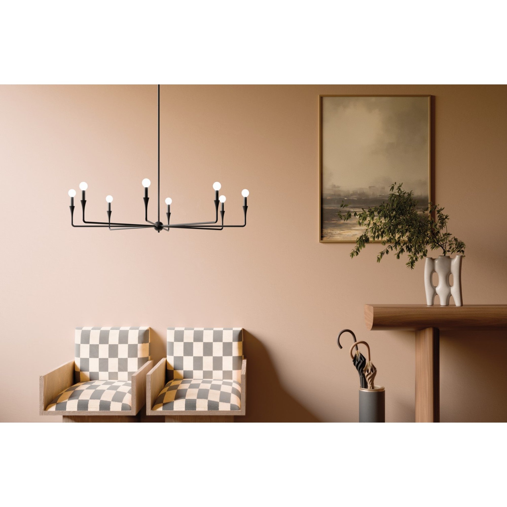 Alvaro 50" 8-Light Chandelier, Black Finish - Bees Lighting