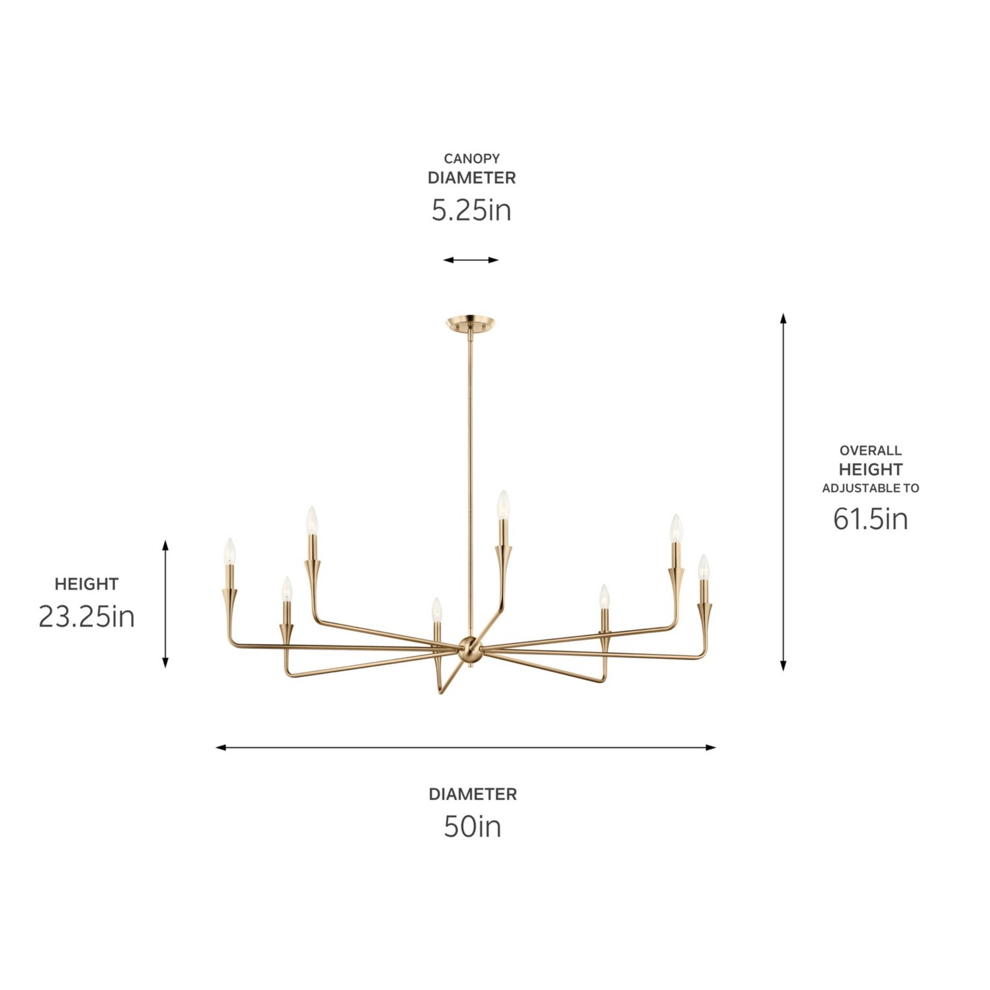 Alvaro 50" 8-Light Chandelier, Champagne Bronze Finish - Bees Lighting