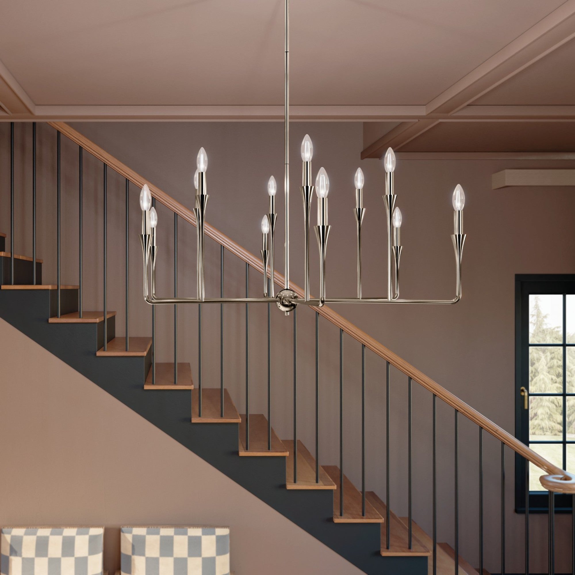 Alvaro 40" 12-Light Chandelier, Polished Nickel Finish - Bees Lighting
