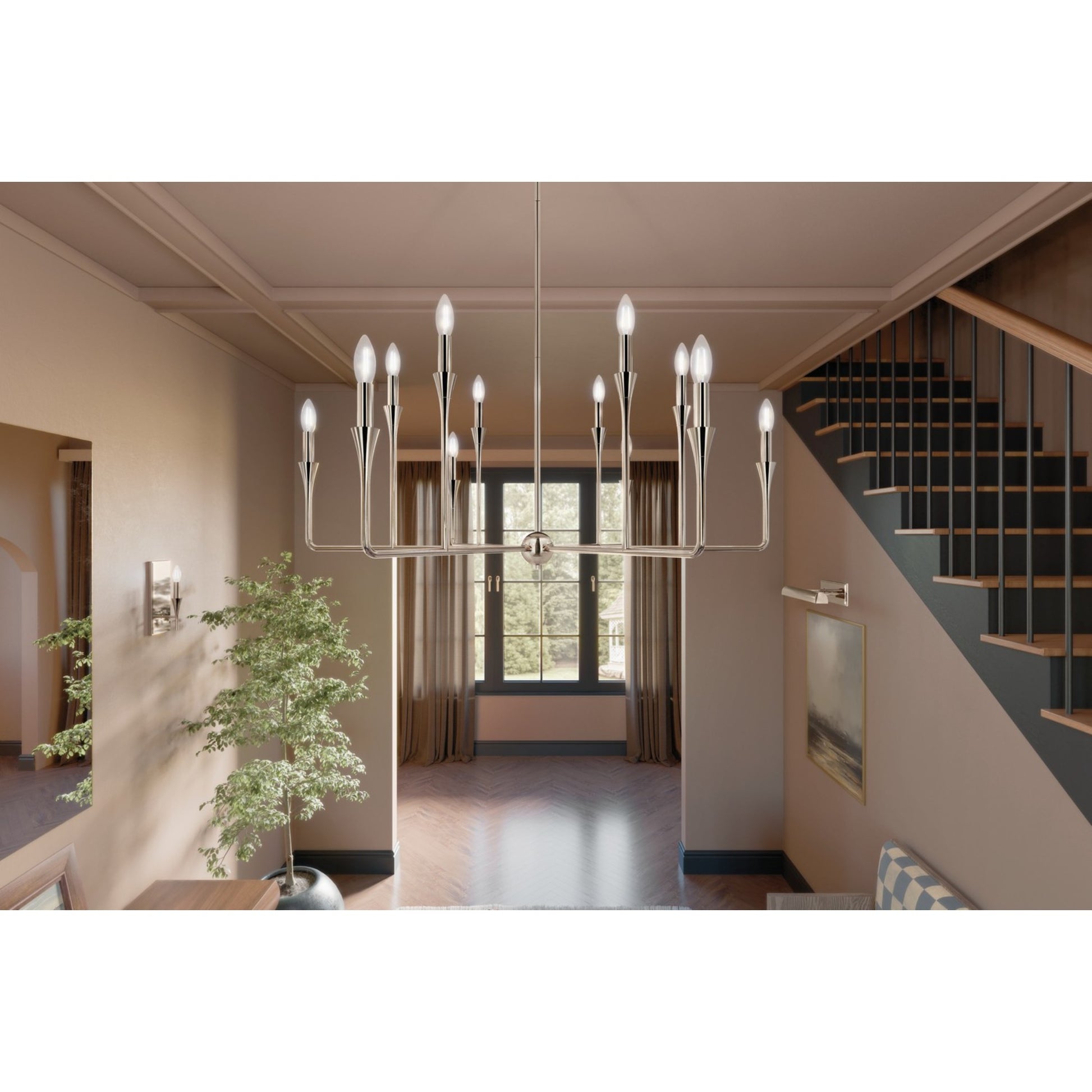 Alvaro 40" 12-Light Chandelier, Polished Nickel Finish - Bees Lighting