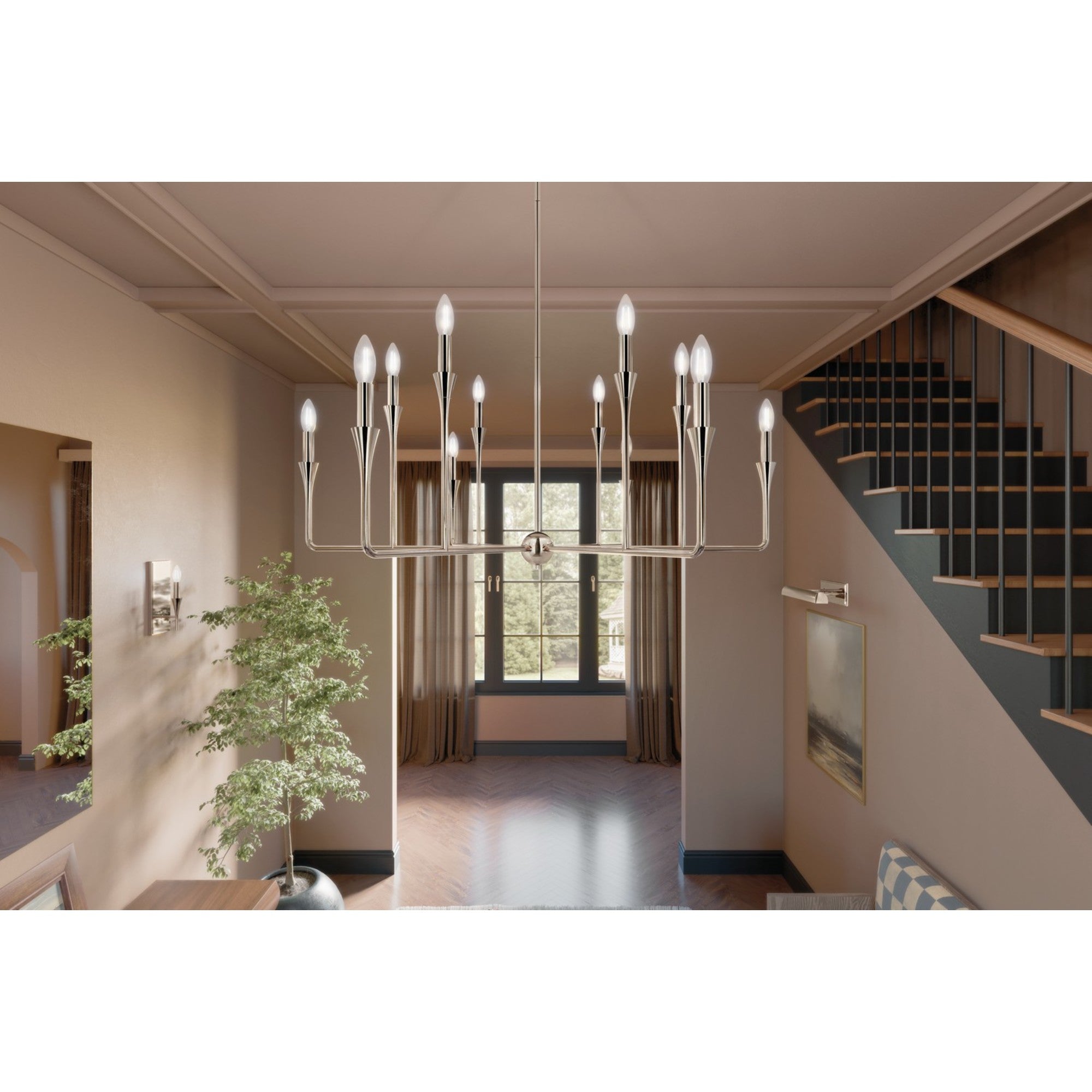 Alvaro 40" 12-Light Chandelier, Polished Nickel Finish - Bees Lighting