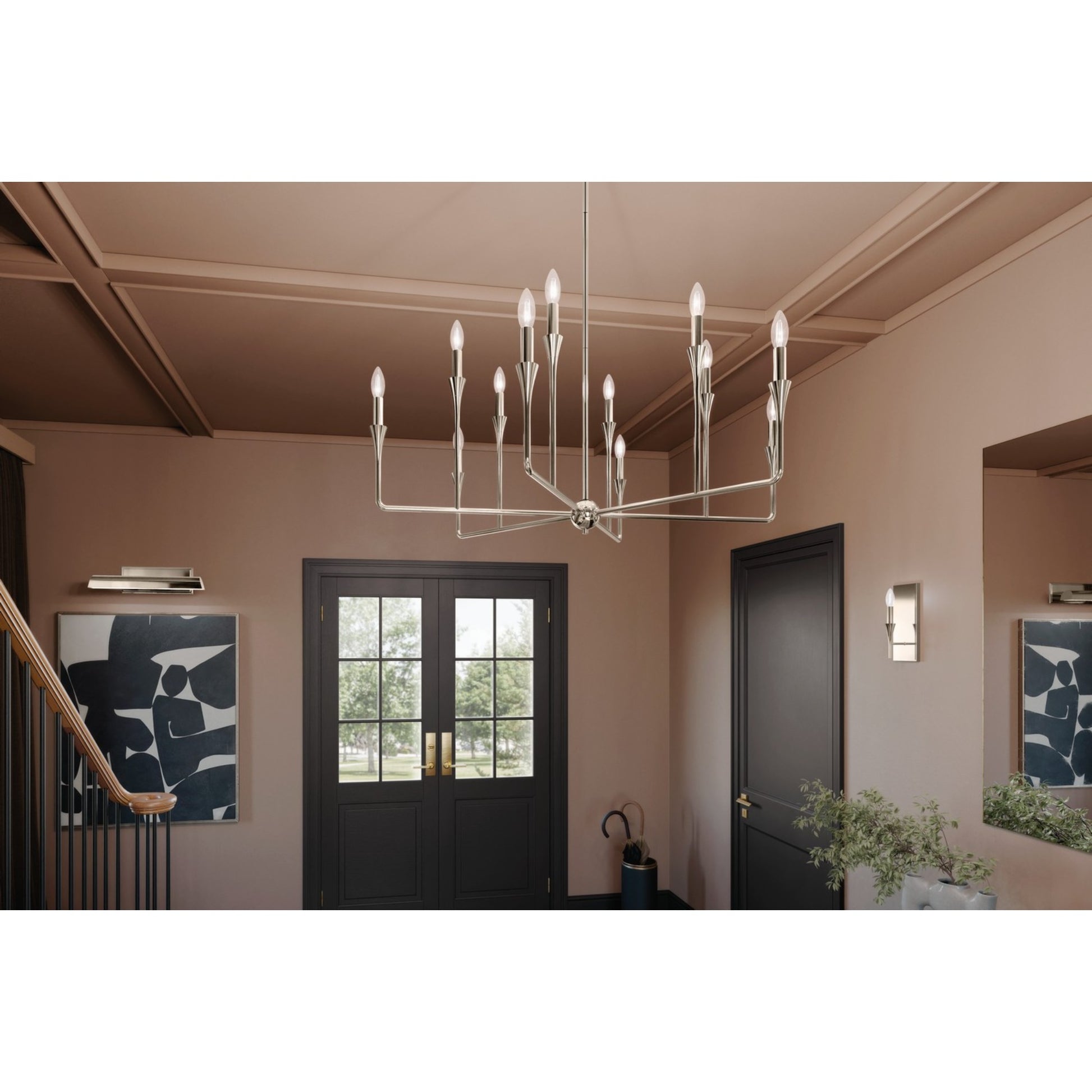 Alvaro 40" 12-Light Chandelier, Polished Nickel Finish - Bees Lighting