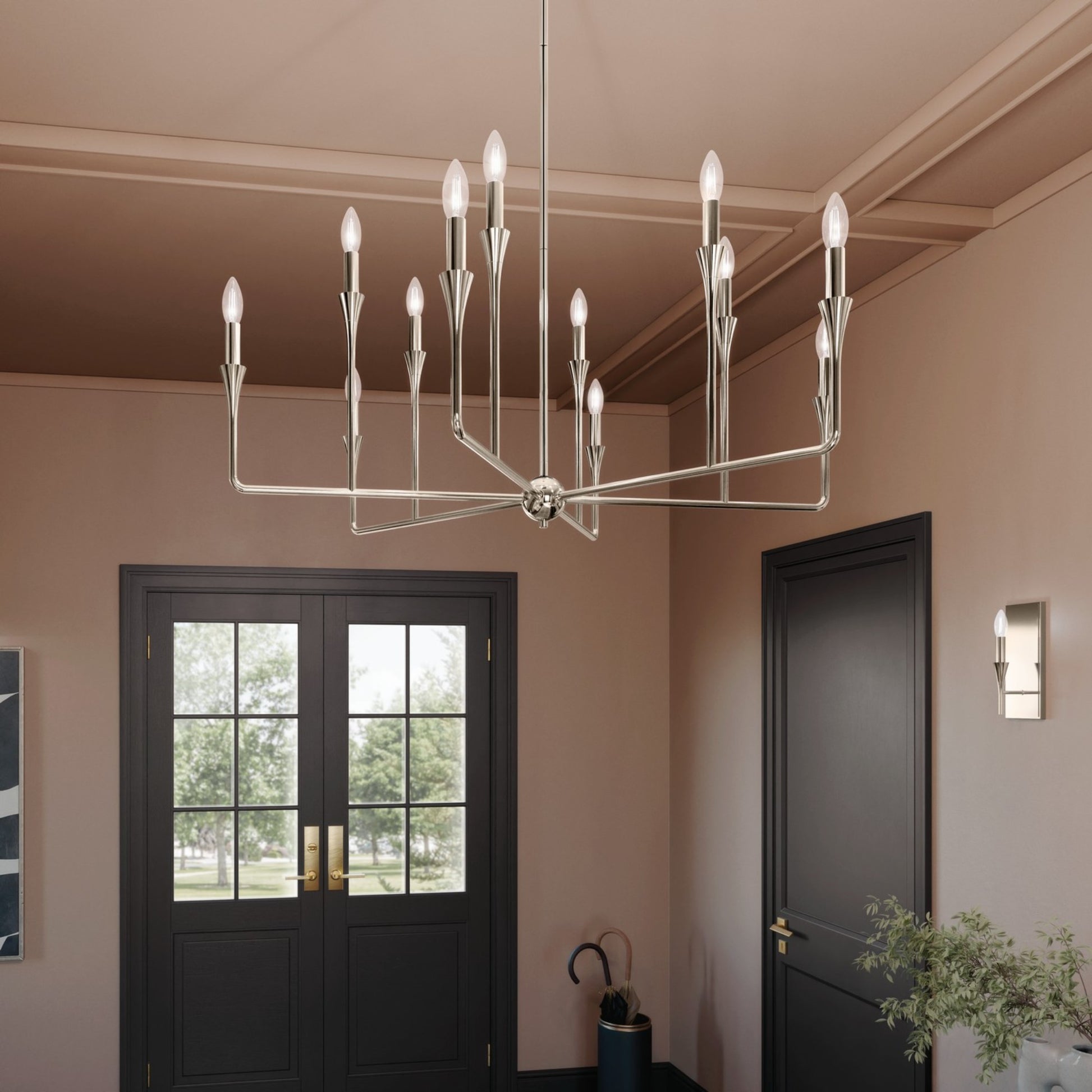 Alvaro 40" 12-Light Chandelier, Polished Nickel Finish - Bees Lighting