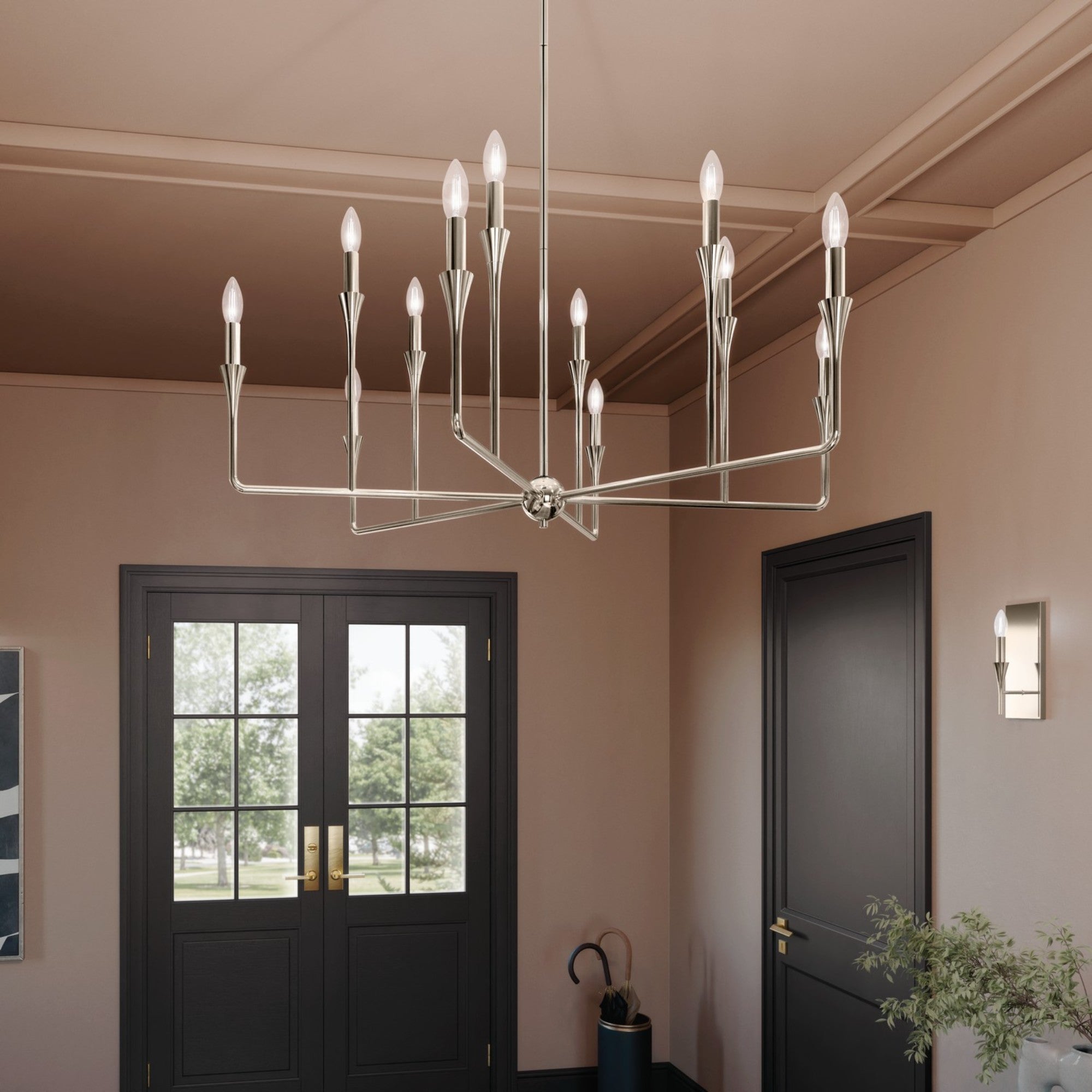 Alvaro 40" 12-Light Chandelier, Polished Nickel Finish - Bees Lighting