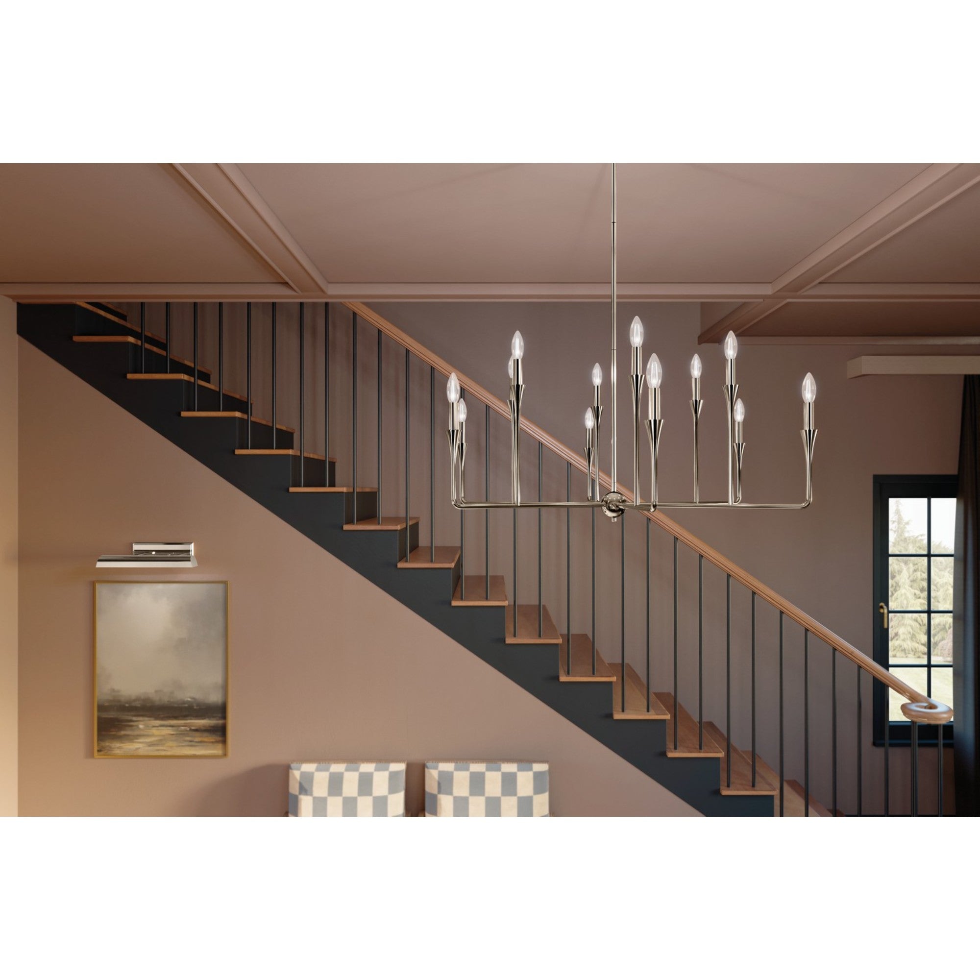 Alvaro 40" 12-Light Chandelier, Polished Nickel Finish - Bees Lighting