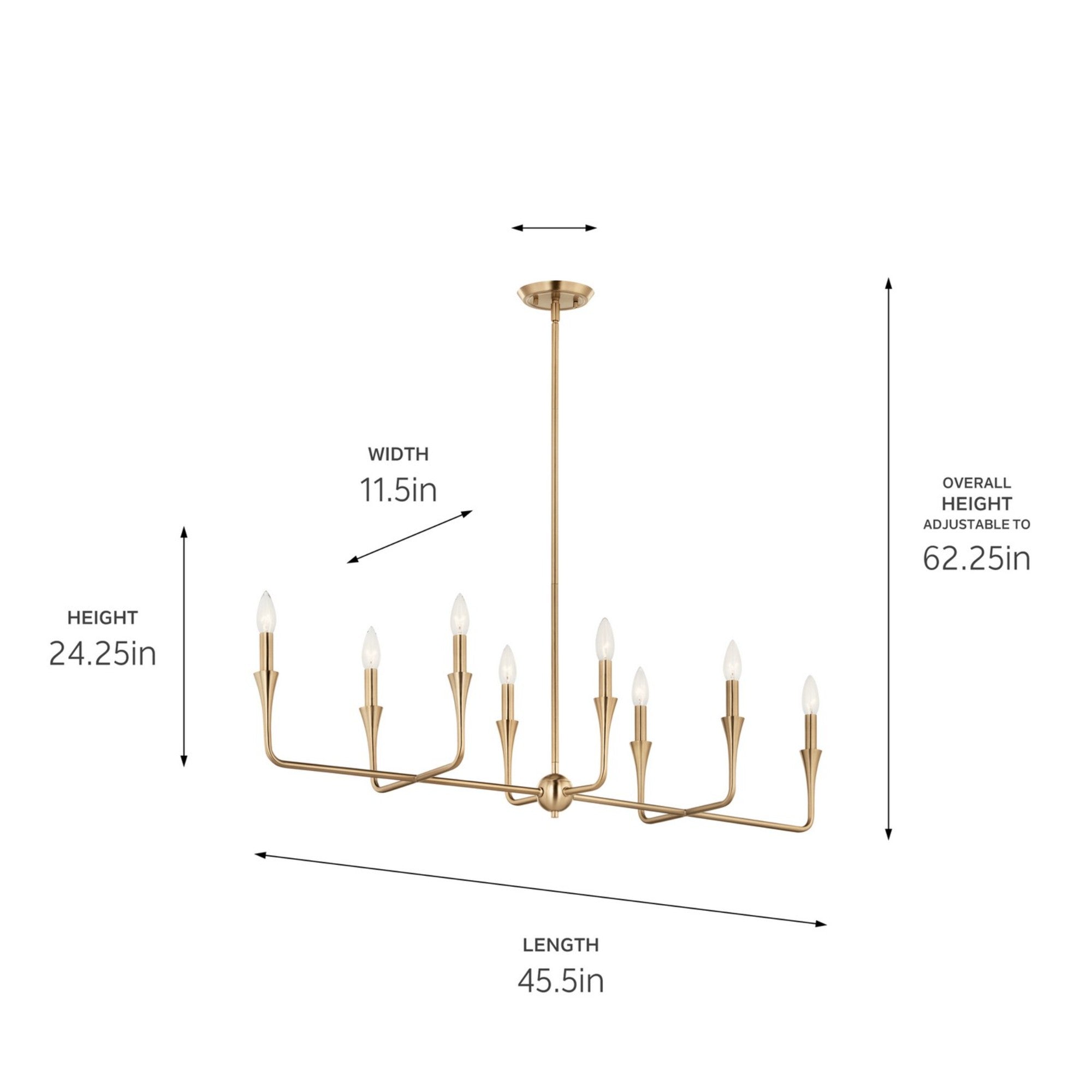 Alvaro 46" 8-Light Linear Chandelier, Champagne Bronze Finish - Bees Lighting