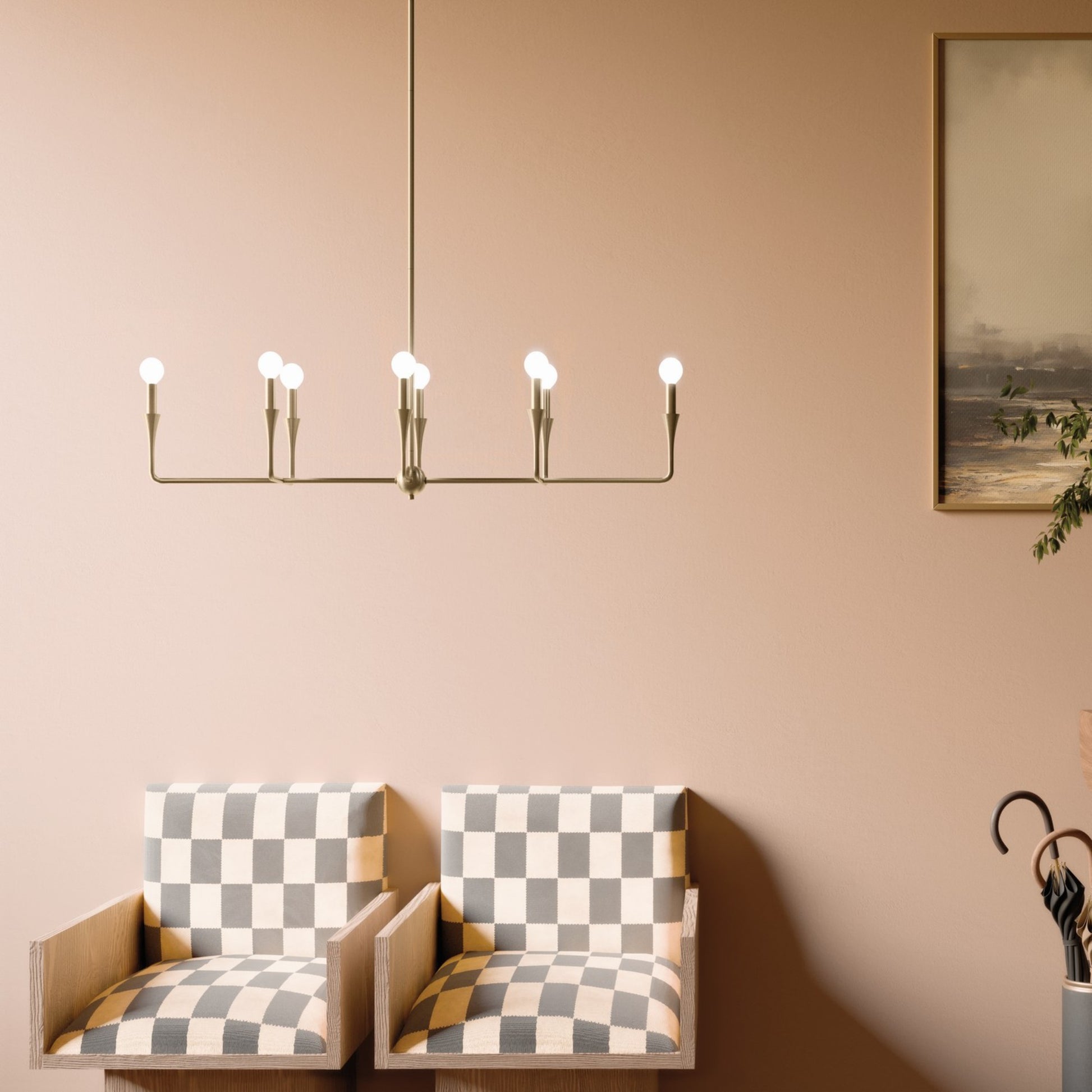 Alvaro 46" 8-Light Linear Chandelier, Champagne Bronze Finish - Bees Lighting