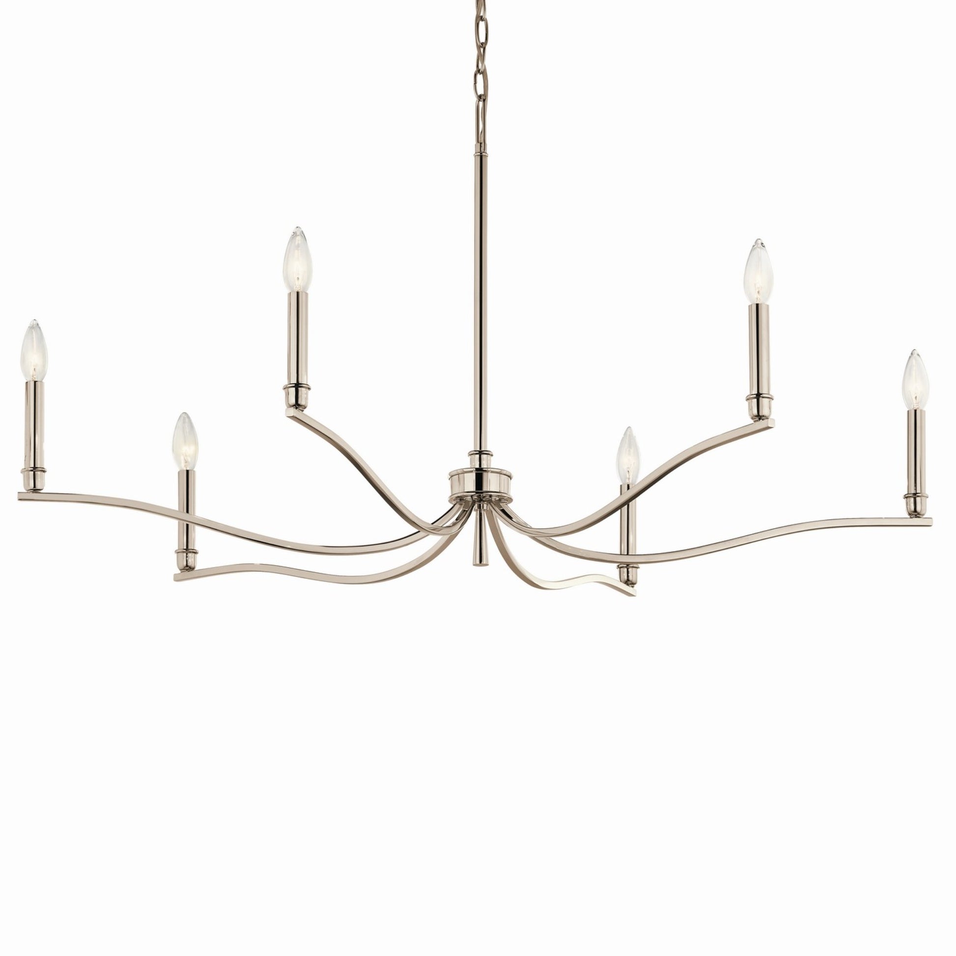Malene 42" 6-Light Chandelier, Polished Nickel Finish - Bees Lighting