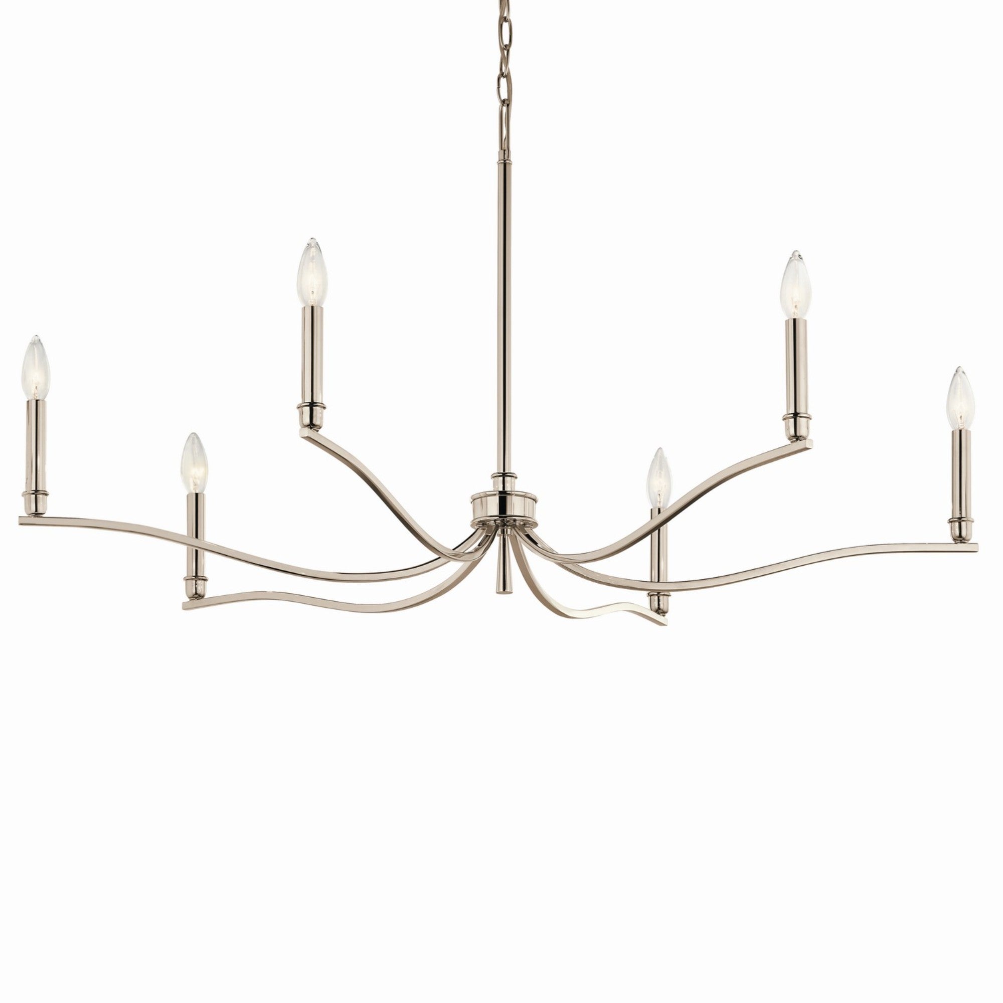 Malene 42" 6-Light Chandelier, Polished Nickel Finish - Bees Lighting