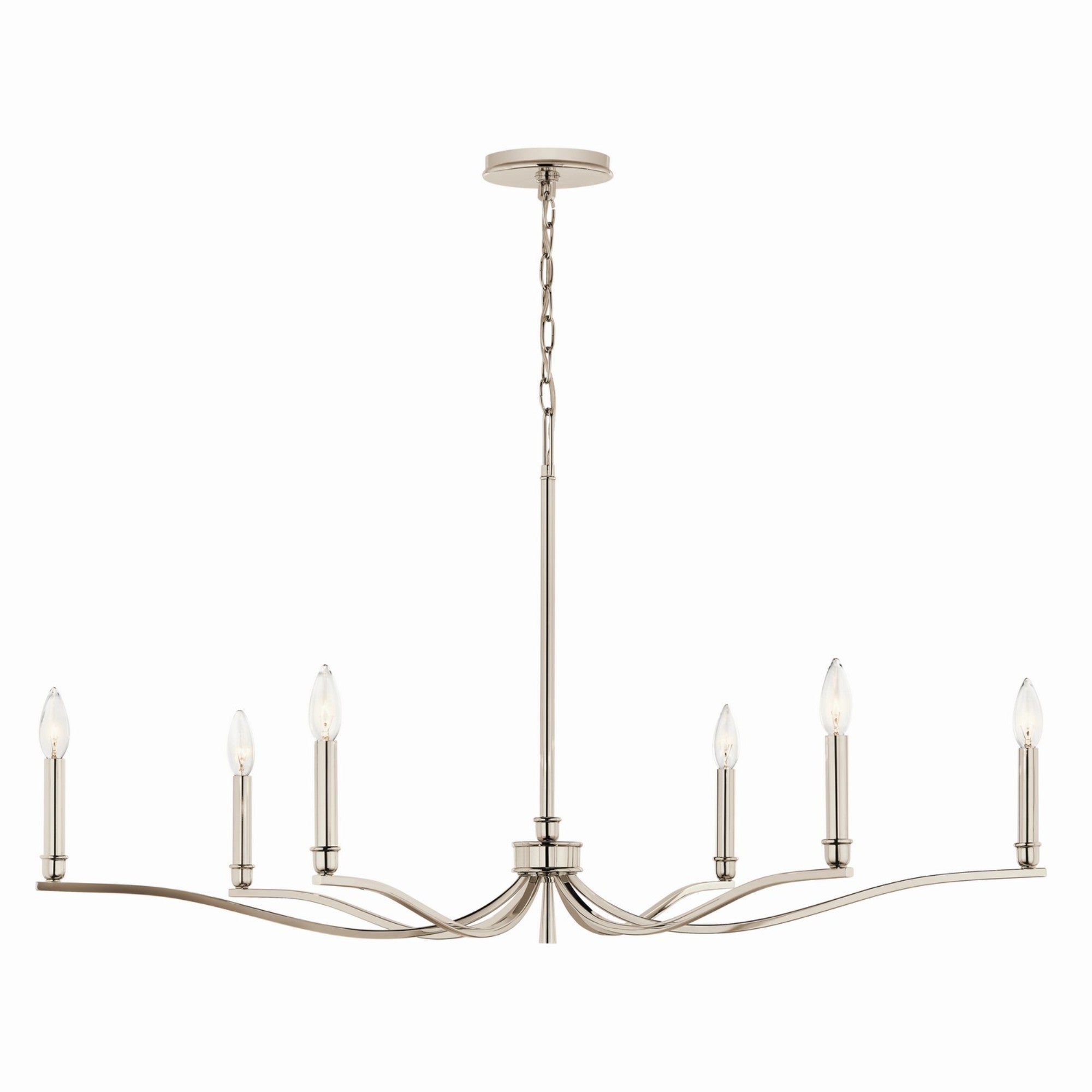 Malene 42" 6-Light Chandelier, Polished Nickel Finish - Bees Lighting