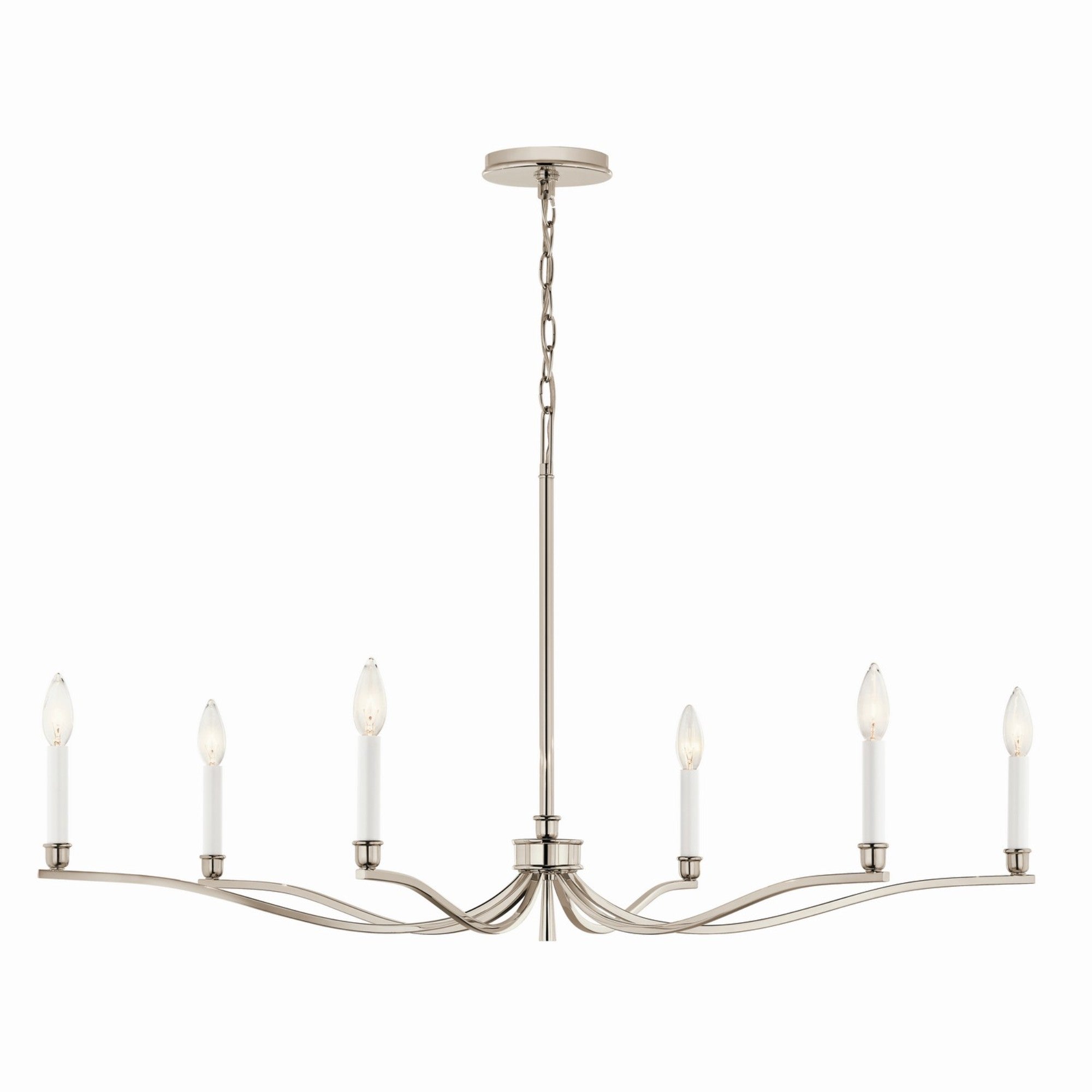 Malene 42" 6-Light Chandelier, Polished Nickel Finish - Bees Lighting