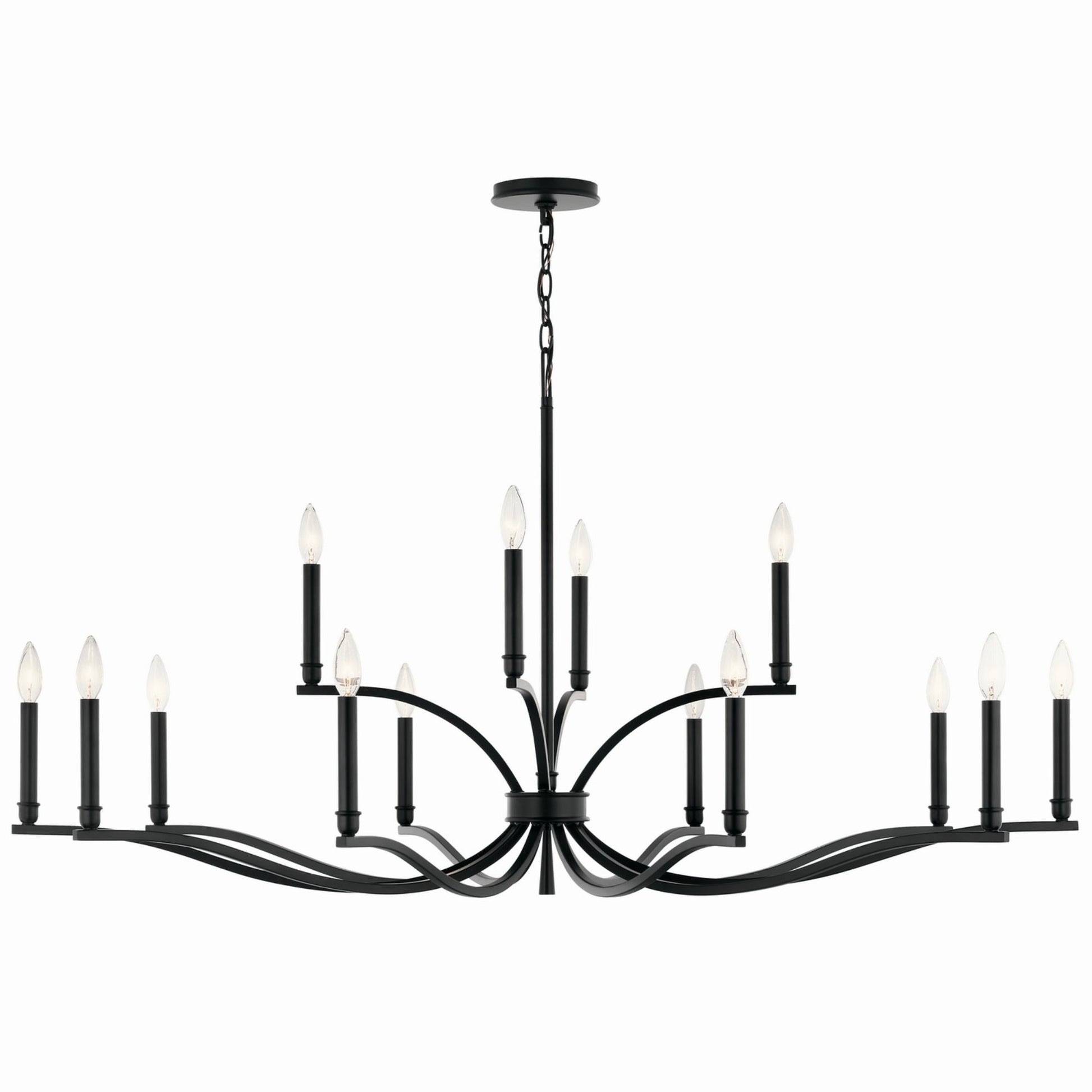 Malene 53" 14-Light Chandelier, Black Finish - Bees Lighting