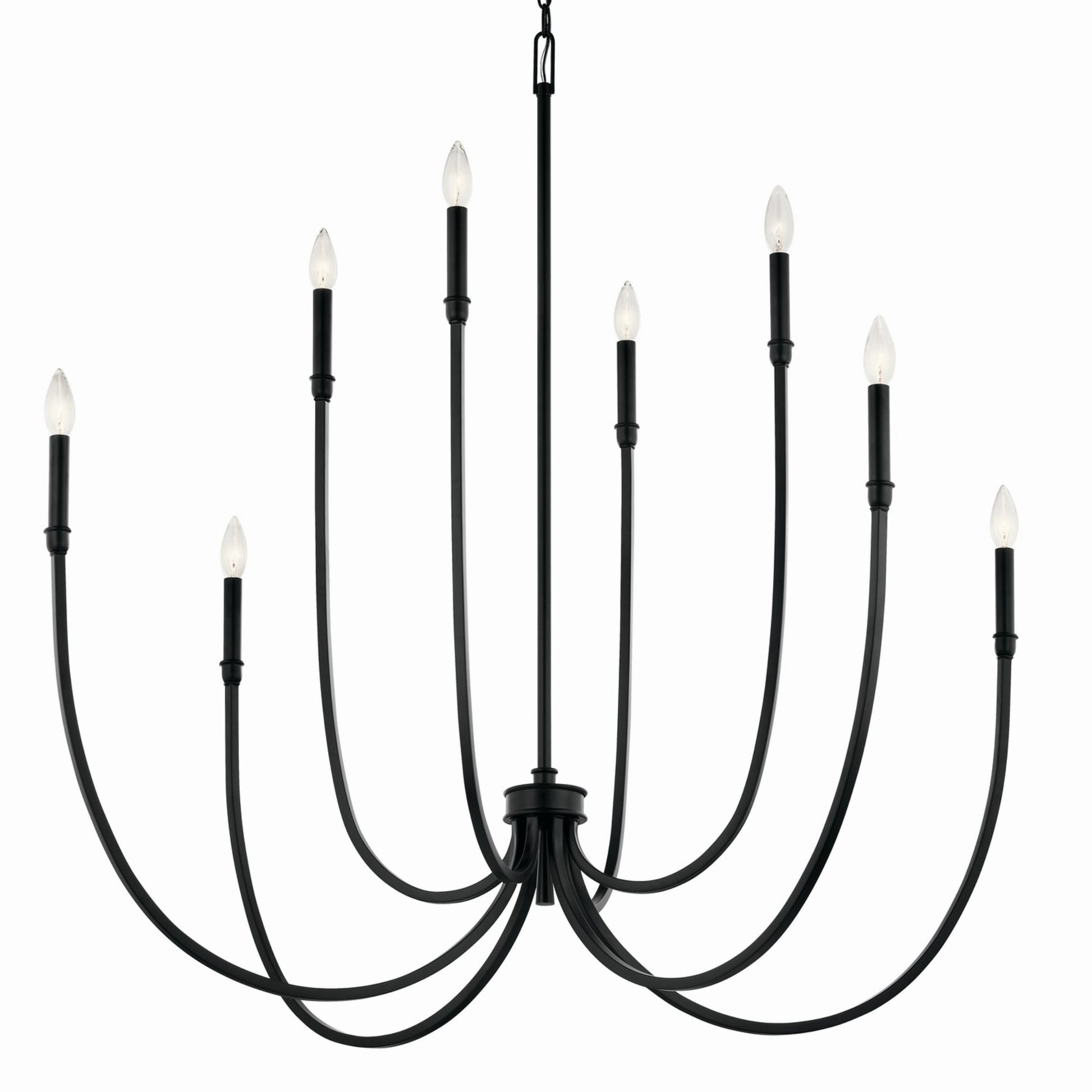 Malene 45" 8-Light Foyer Chandelier, Black Finish - Bees Lighting