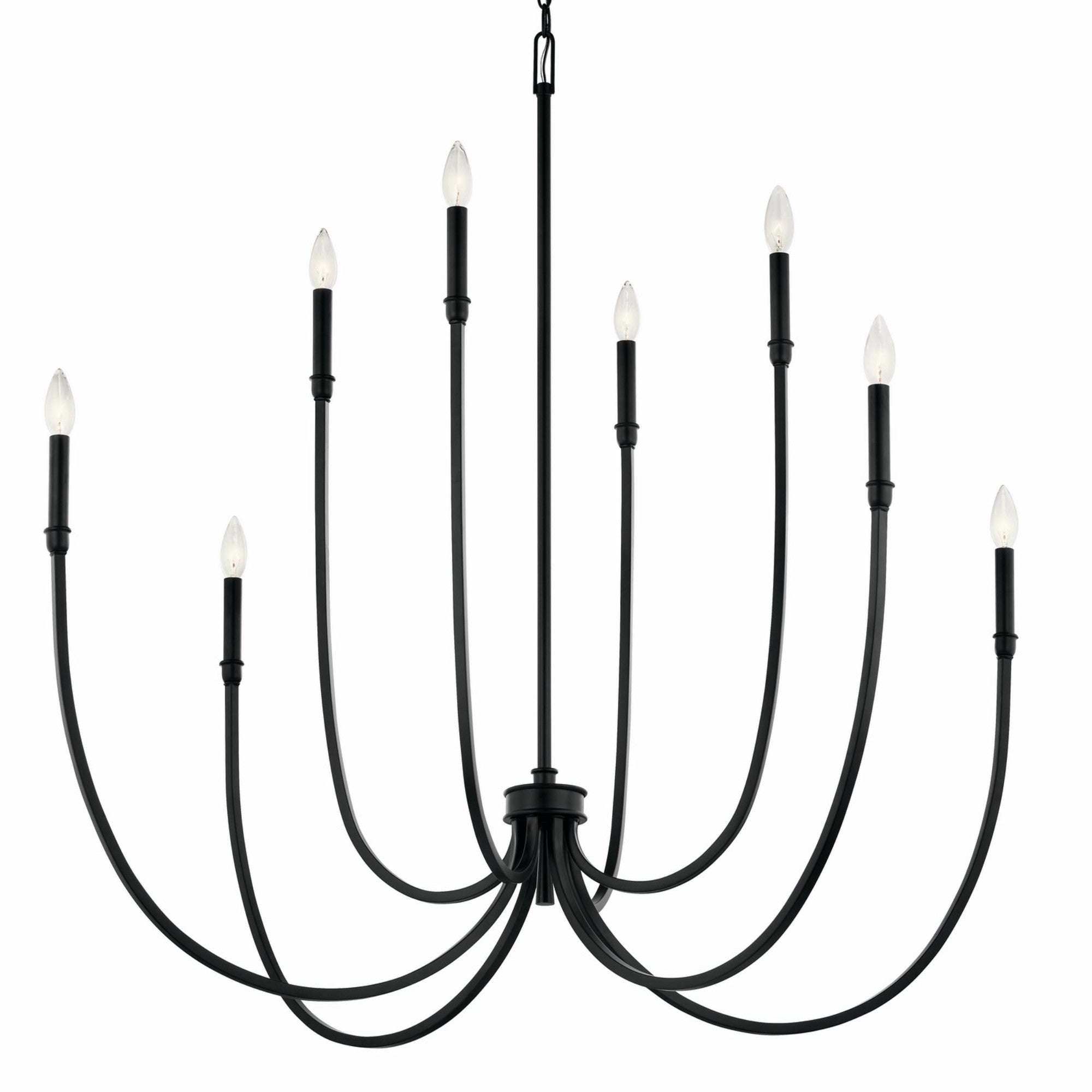 Malene 45" 8-Light Foyer Chandelier, Black Finish - Bees Lighting