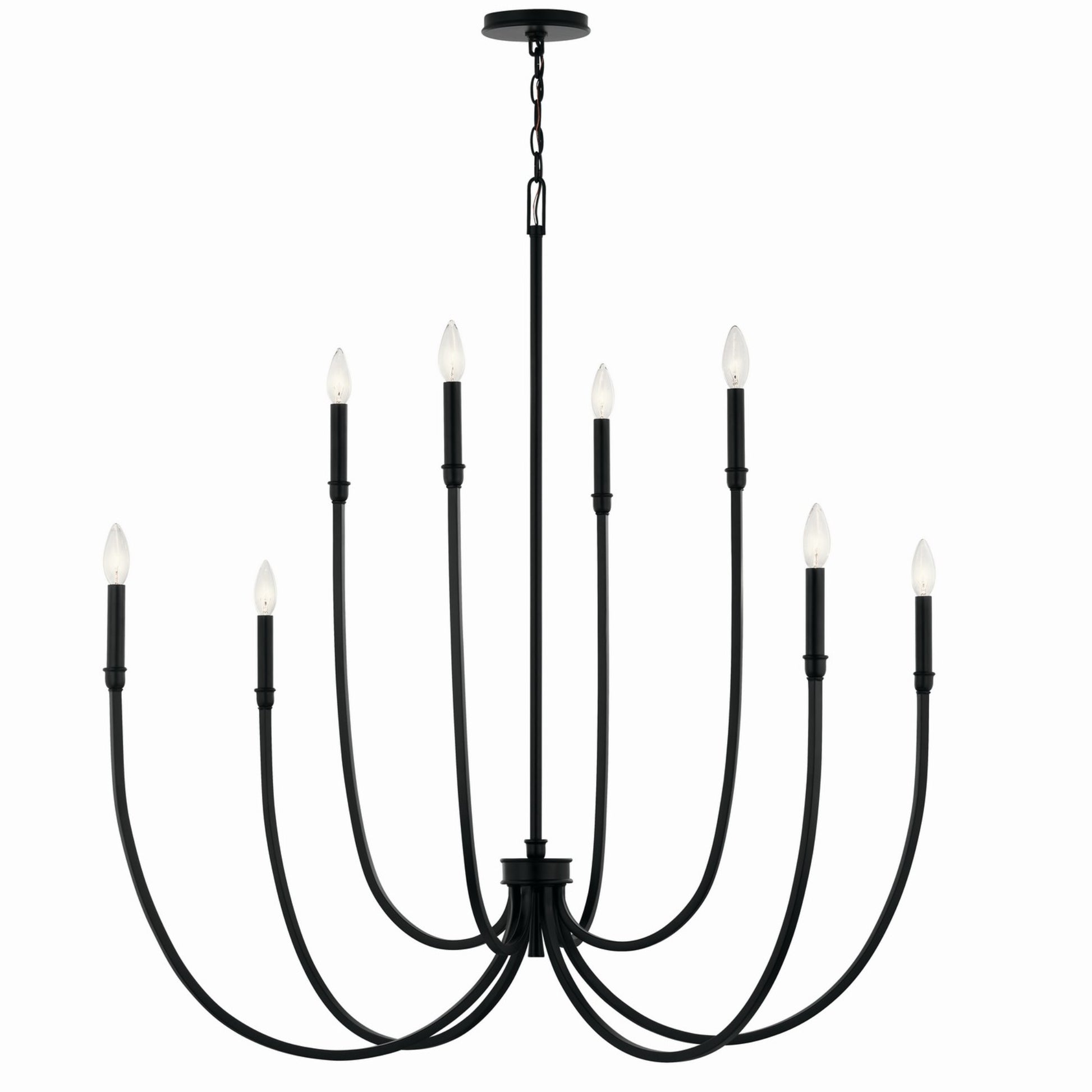 Malene 45" 8-Light Foyer Chandelier, Black Finish - Bees Lighting