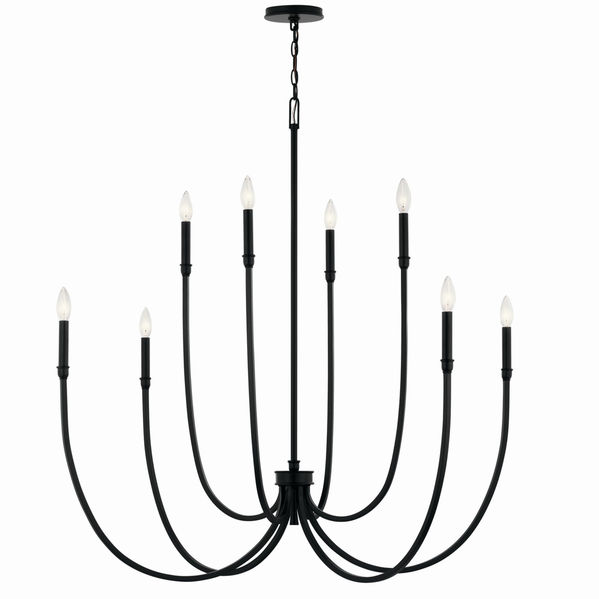 Malene 45" 8-Light Foyer Chandelier, Black Finish - Bees Lighting