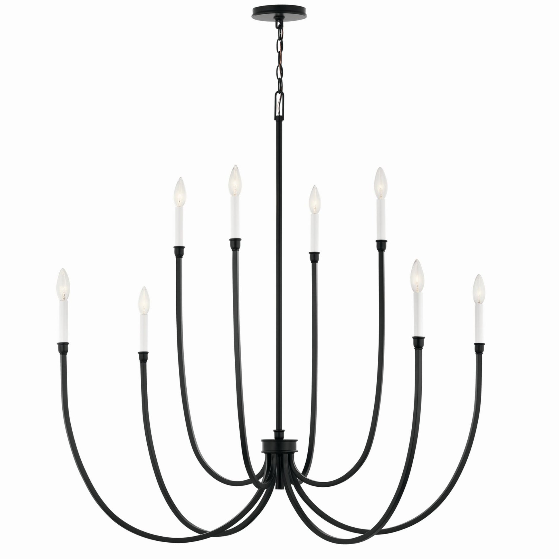 Malene 45" 8-Light Foyer Chandelier, Black Finish - Bees Lighting