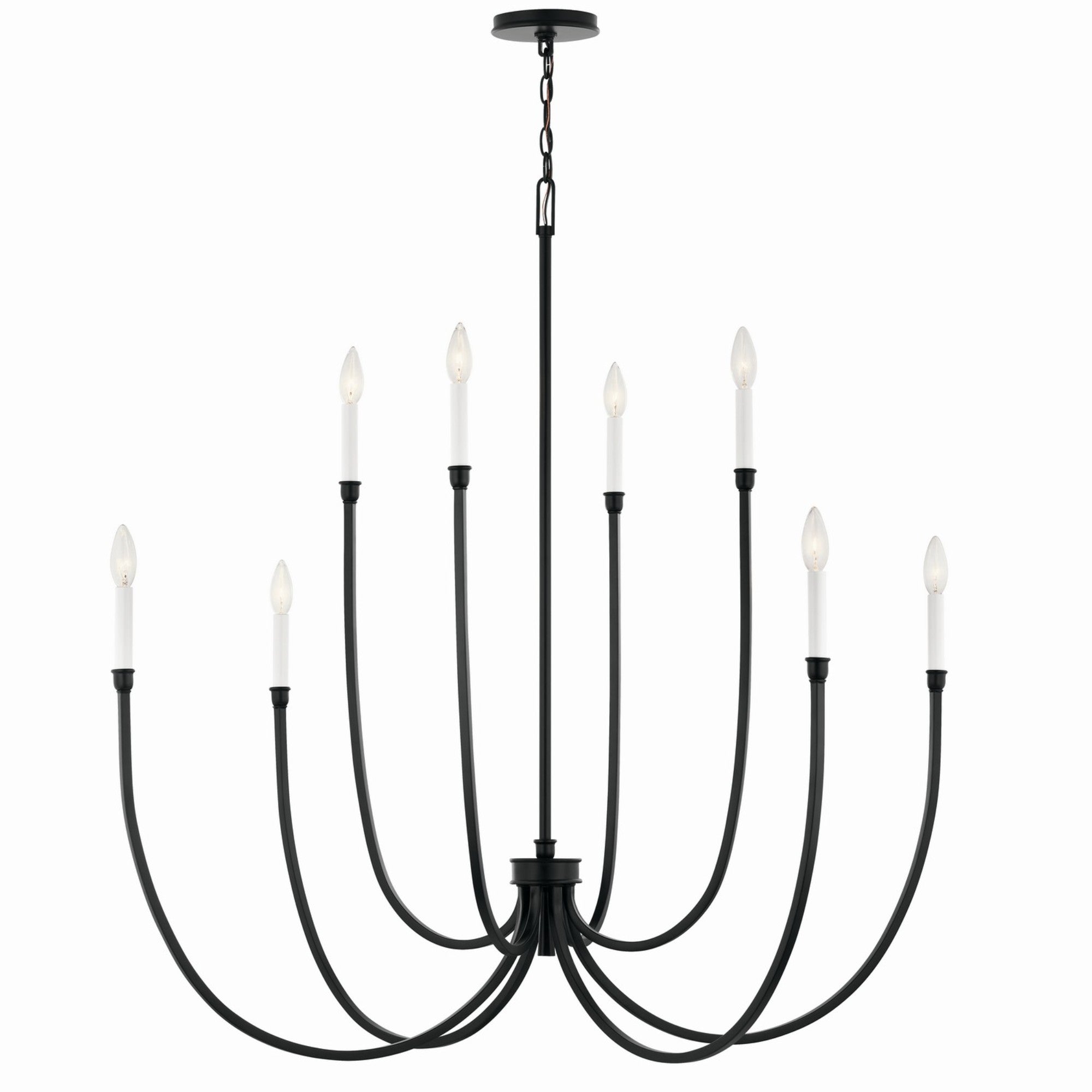 Malene 45" 8-Light Foyer Chandelier, Black Finish - Bees Lighting