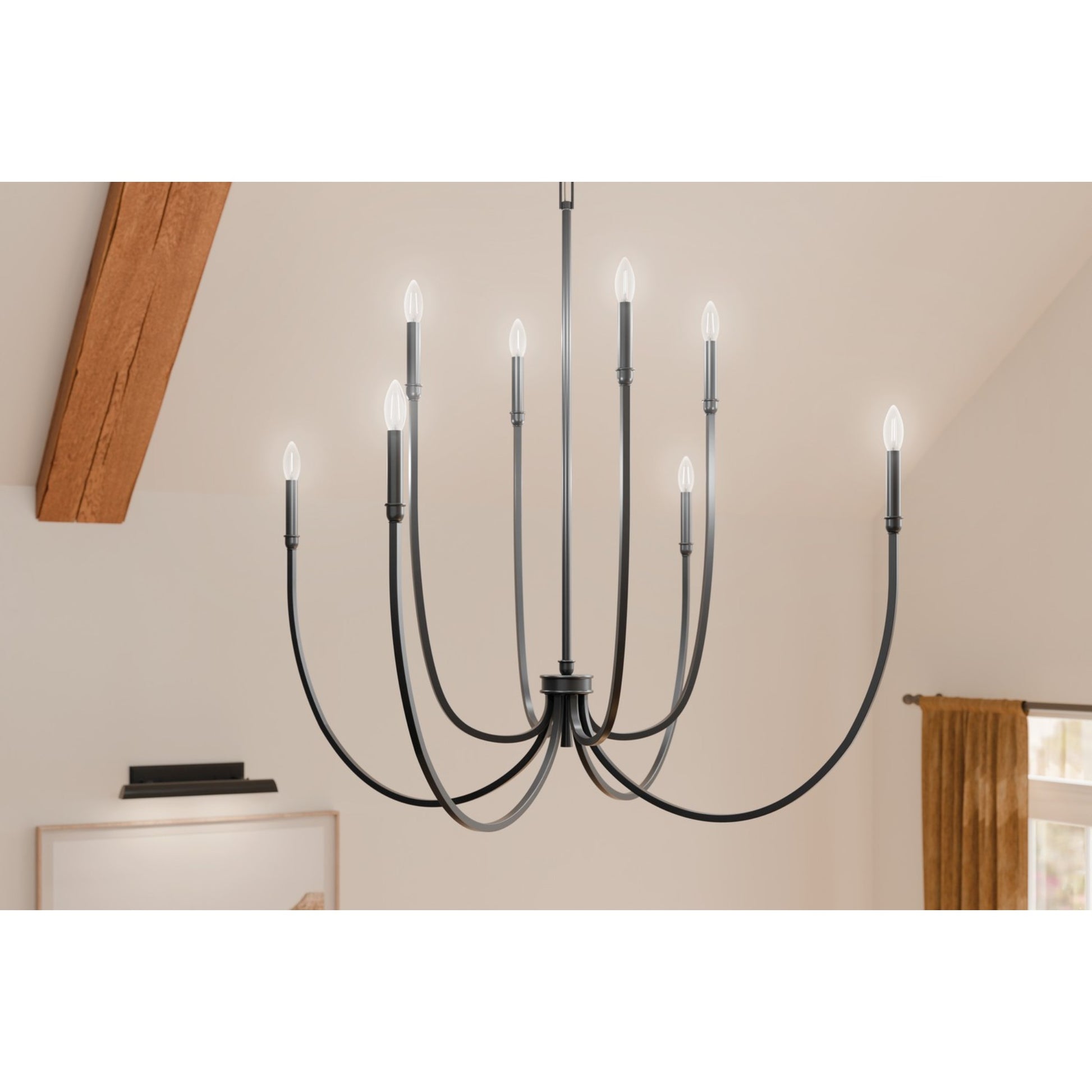 Malene 45" 8-Light Foyer Chandelier, Black Finish - Bees Lighting
