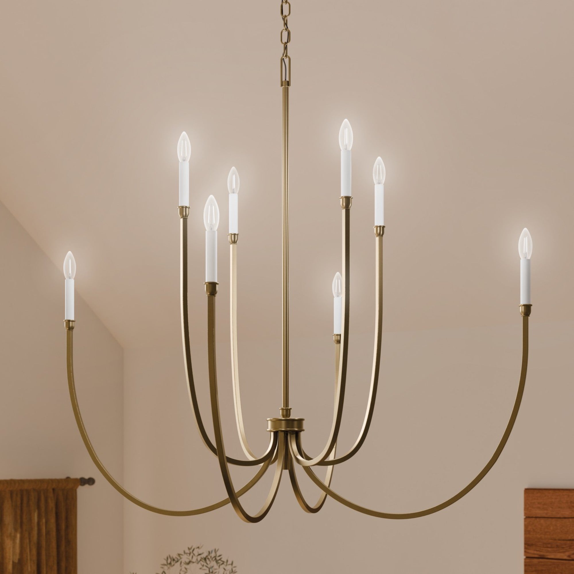 Malene 45" 8-Light Foyer Chandelier, Champagne Bronze Finish - Bees Lighting