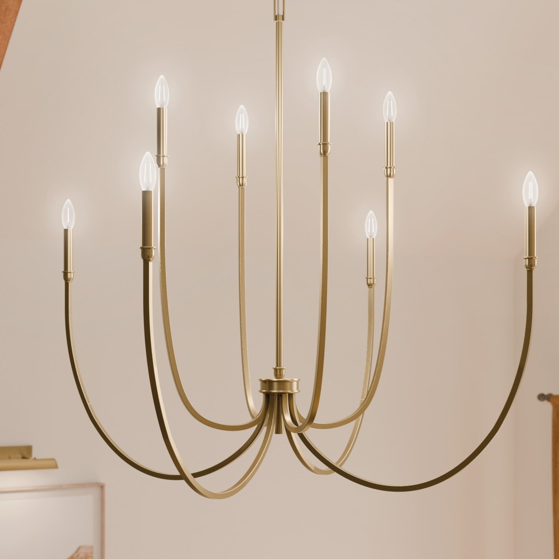Malene 45" 8-Light Foyer Chandelier, Champagne Bronze Finish - Bees Lighting