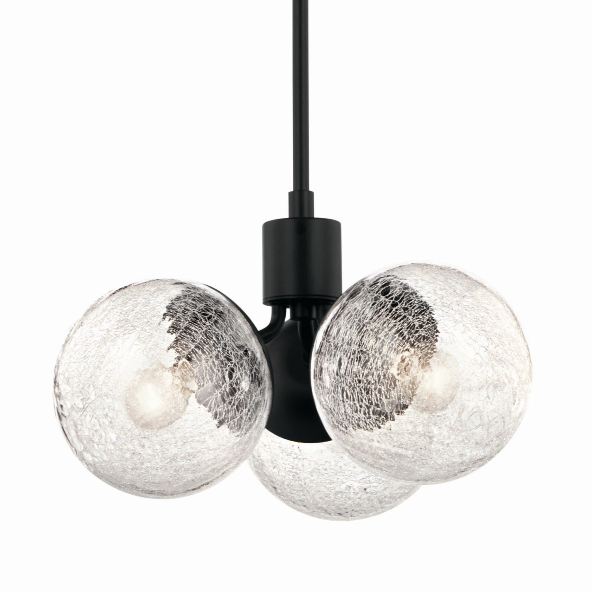 Silvarious 17" 3-Light Chandelier, Black Finish, Crackle Glass - Bees Lighting