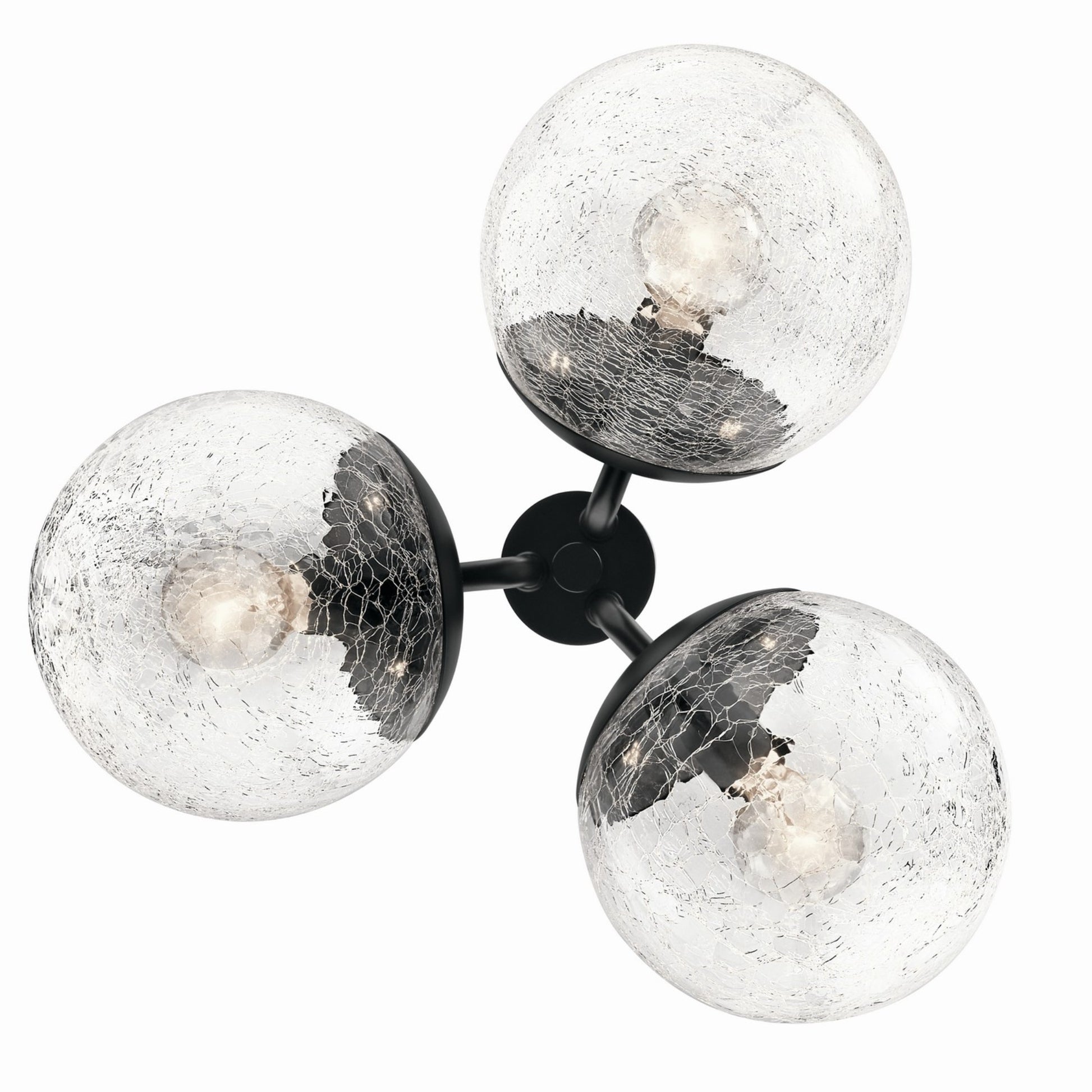 Silvarious 17" 3-Light Chandelier, Black Finish, Crackle Glass - Bees Lighting