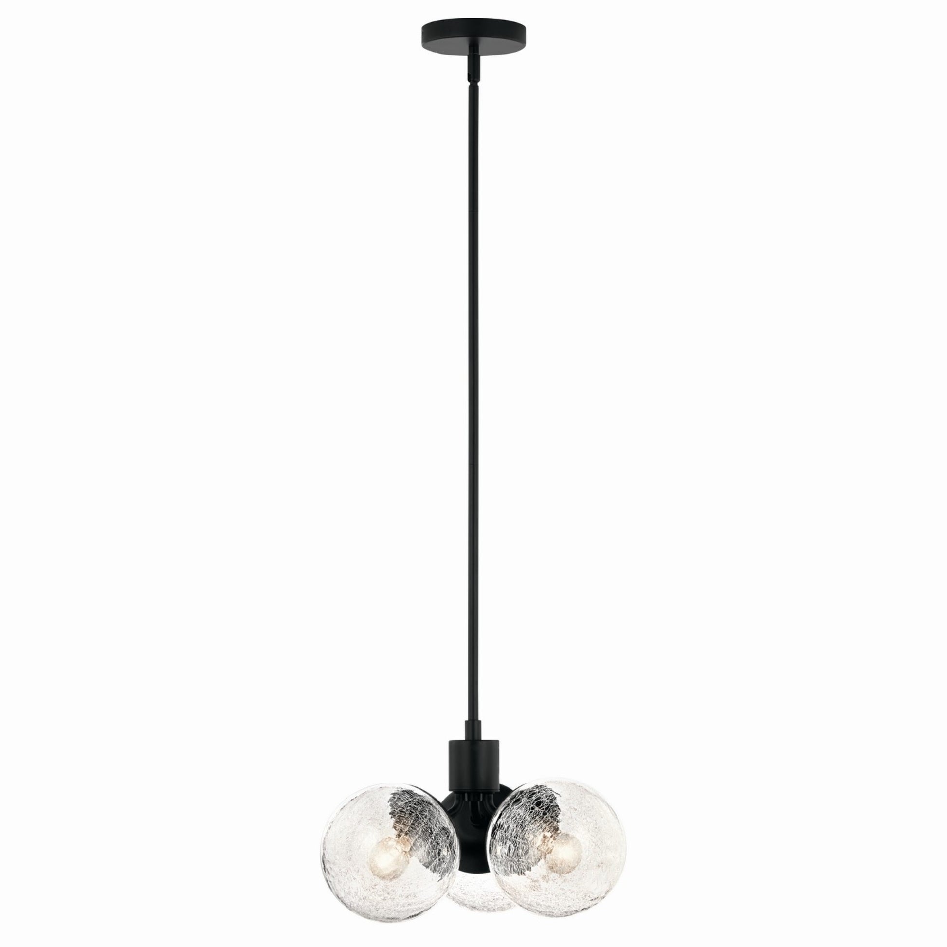 Silvarious 17" 3-Light Chandelier, Black Finish, Crackle Glass - Bees Lighting