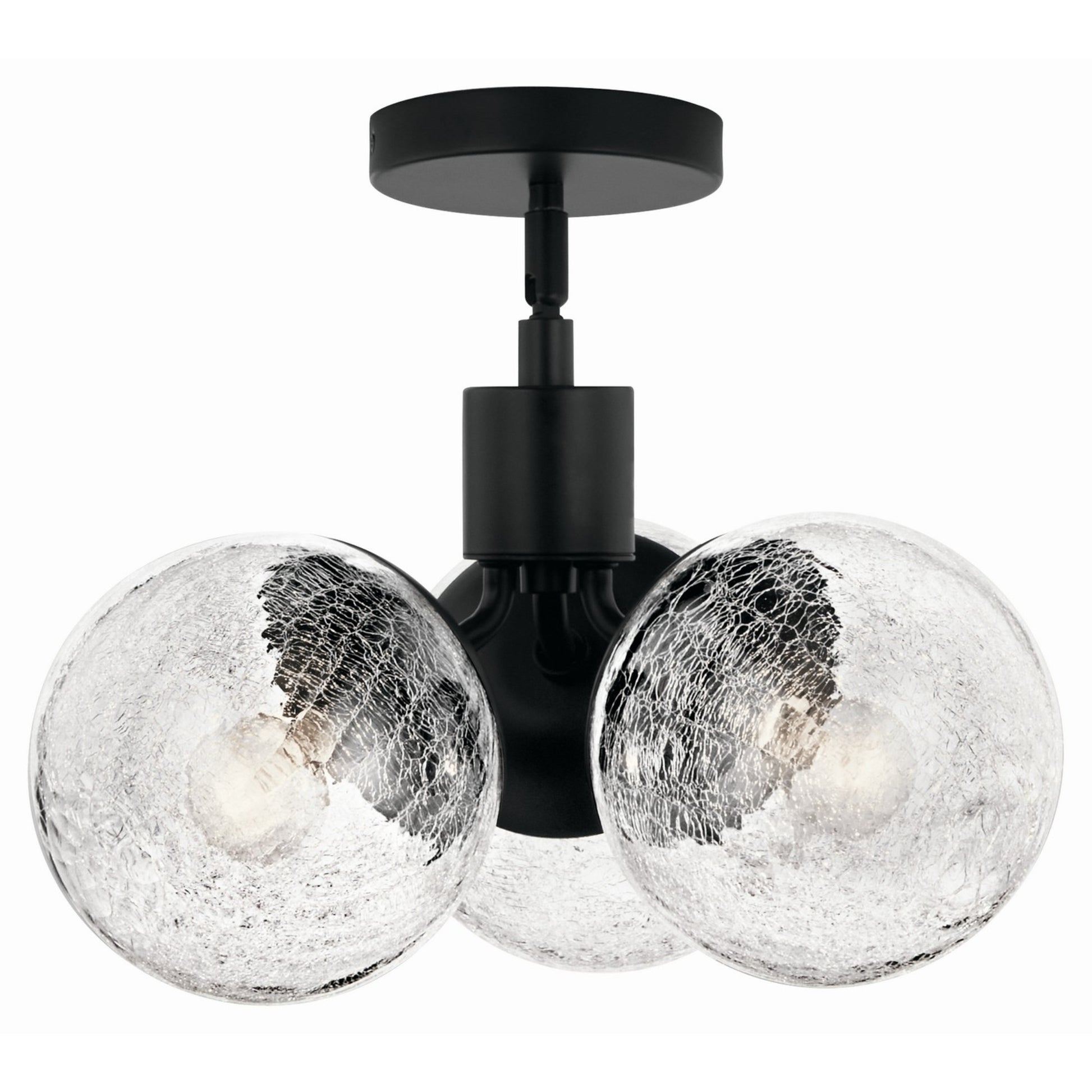 Silvarious 17" 3-Light Chandelier, Black Finish, Crackle Glass - Bees Lighting