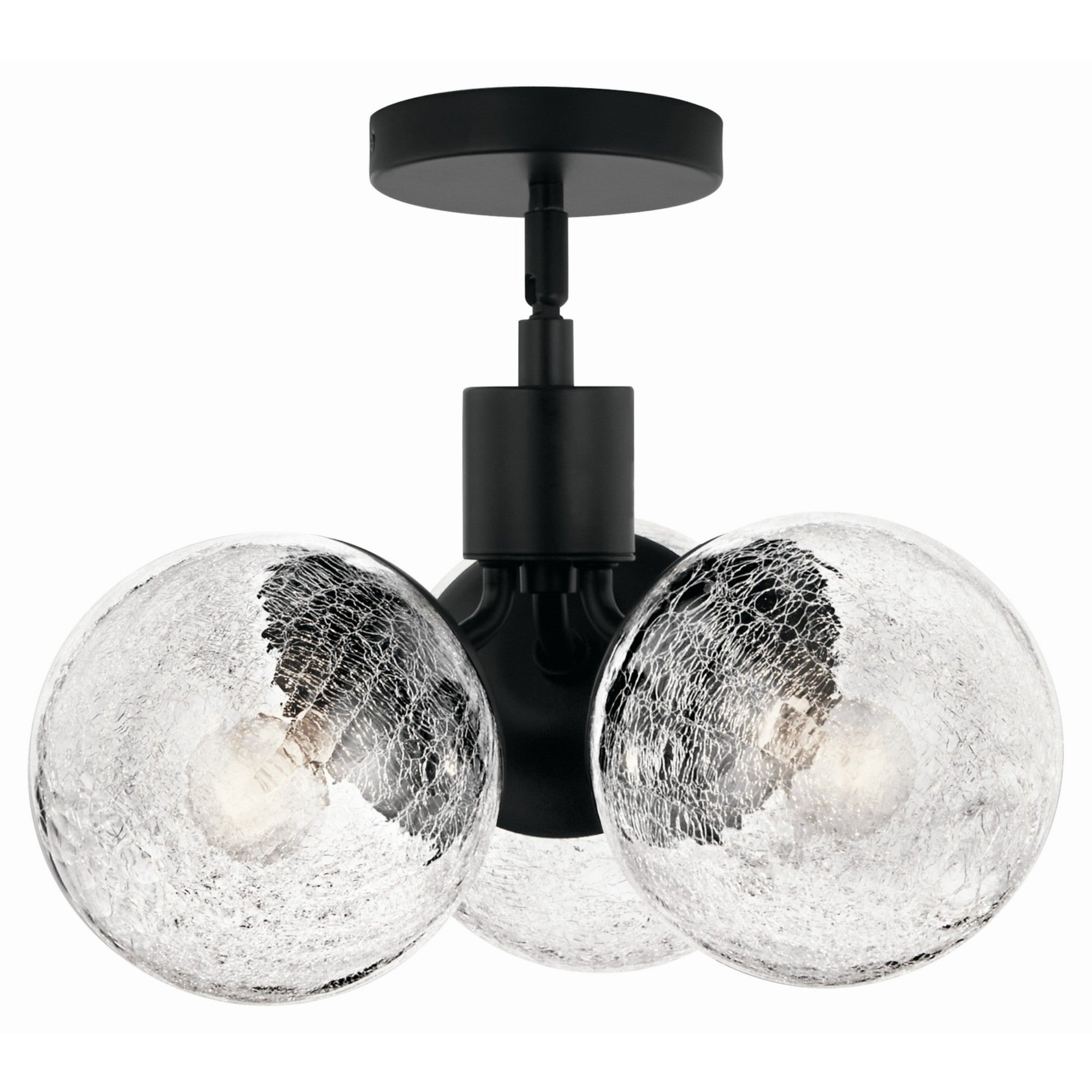 Silvarious 17" 3-Light Chandelier, Black Finish, Crackle Glass - Bees Lighting