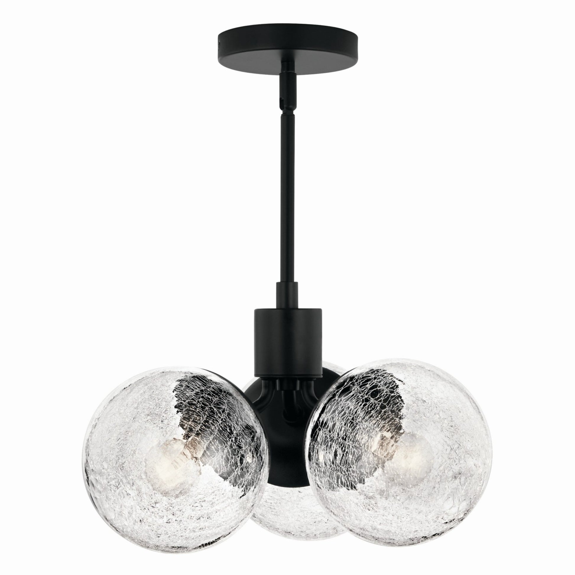 Silvarious 17" 3-Light Chandelier, Black Finish, Crackle Glass - Bees Lighting