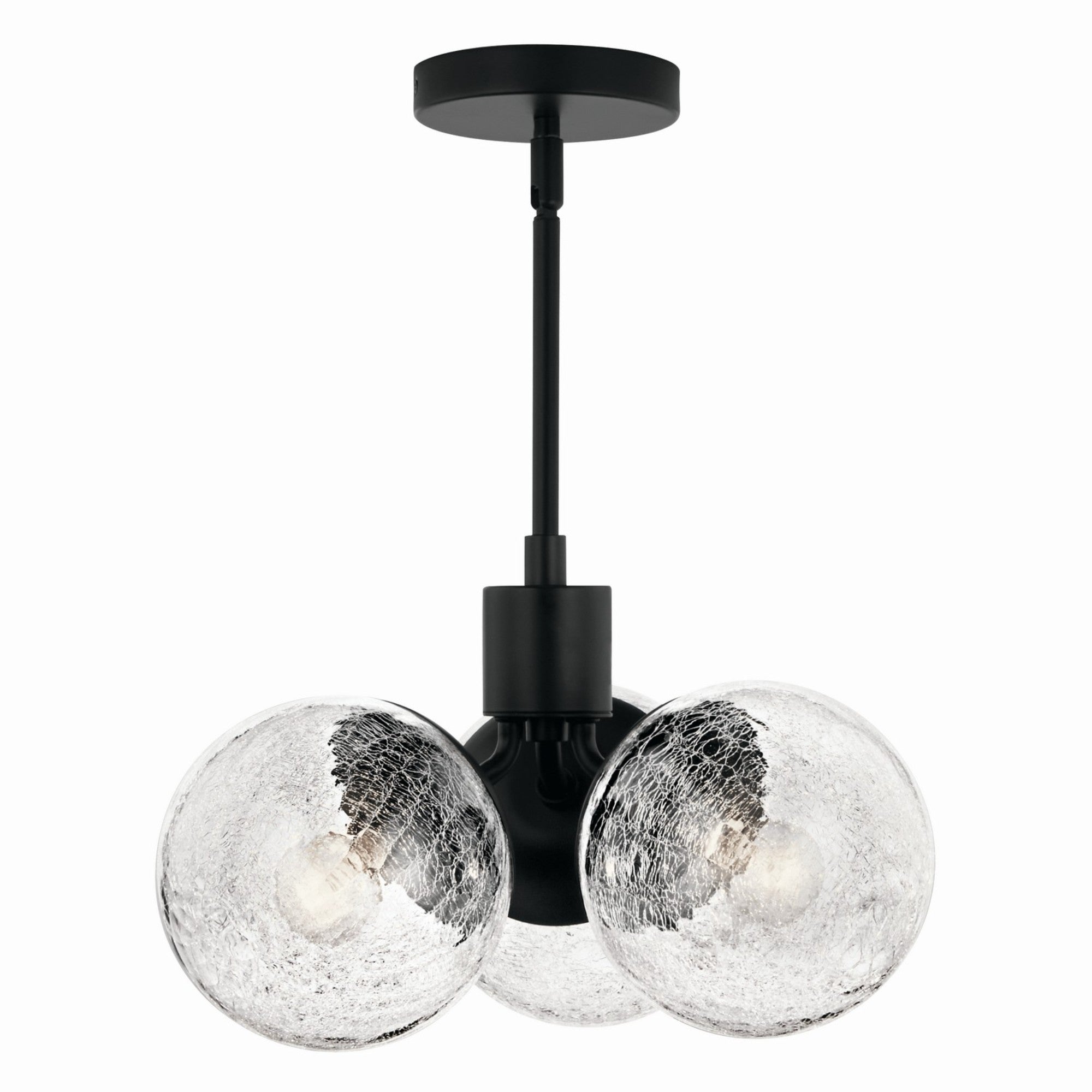 Silvarious 17" 3-Light Chandelier, Black Finish, Crackle Glass - Bees Lighting