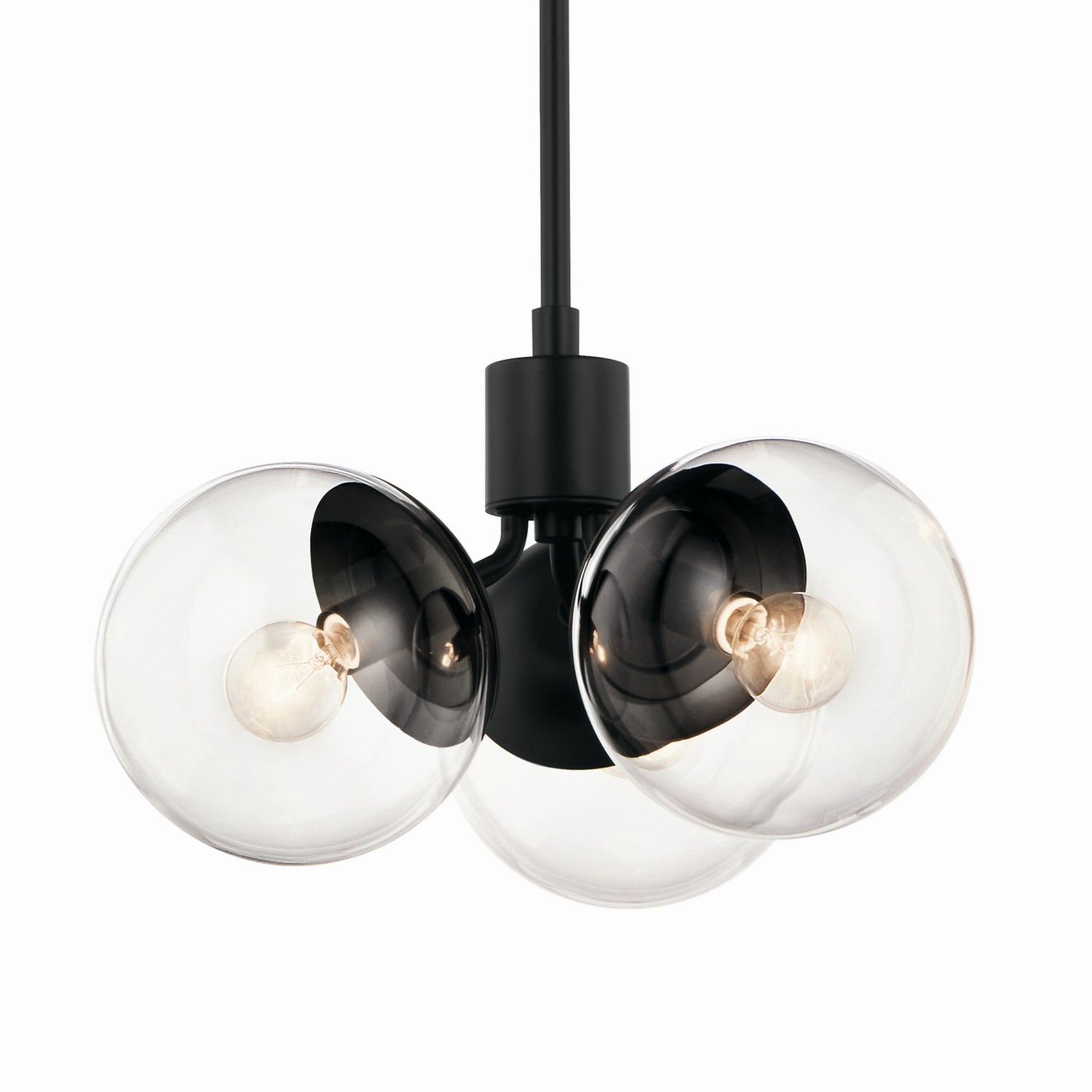 Silvarious 17" 3-Light Chandelier, Black Finish, Clear Glass - Bees Lighting