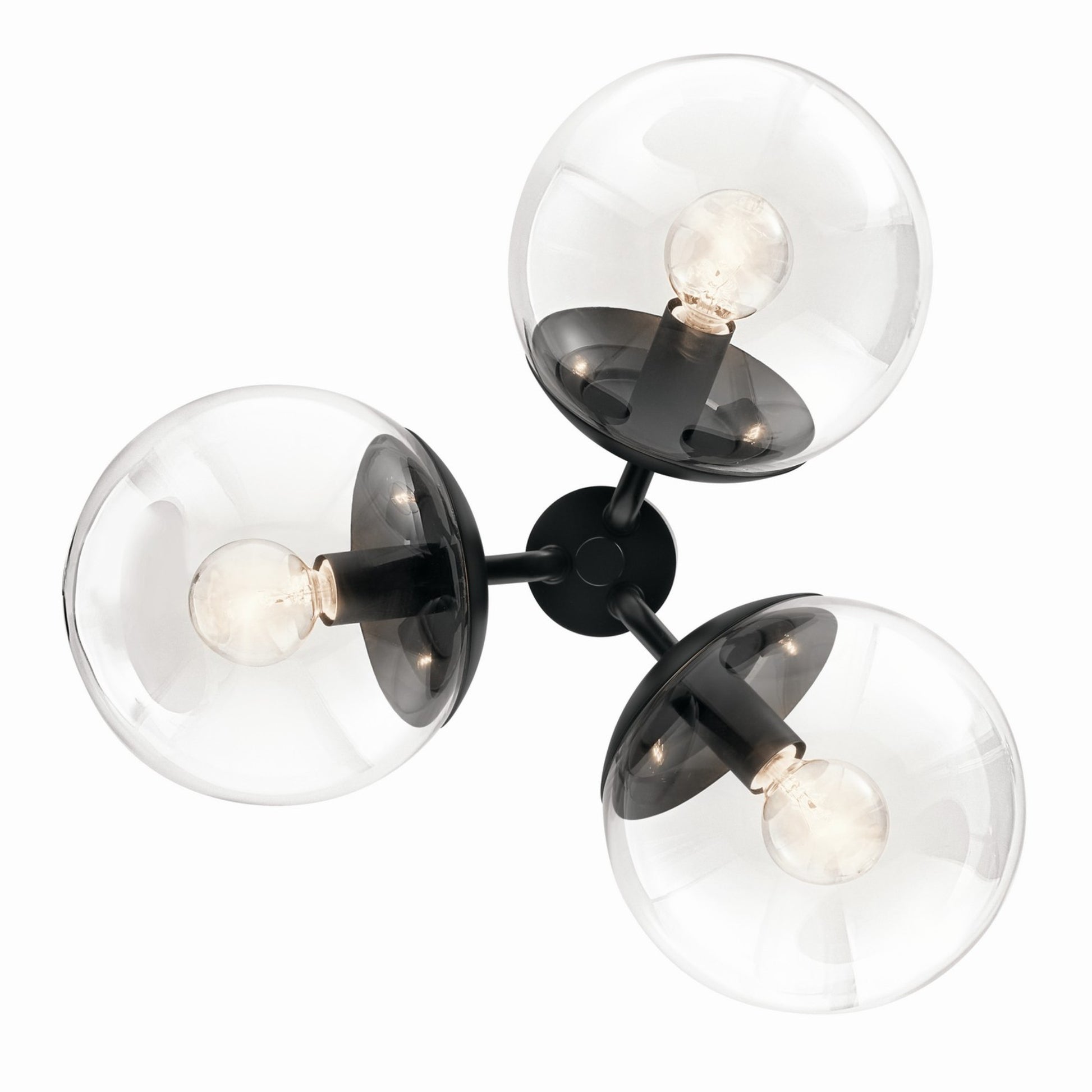 Silvarious 17" 3-Light Chandelier, Black Finish, Clear Glass - Bees Lighting