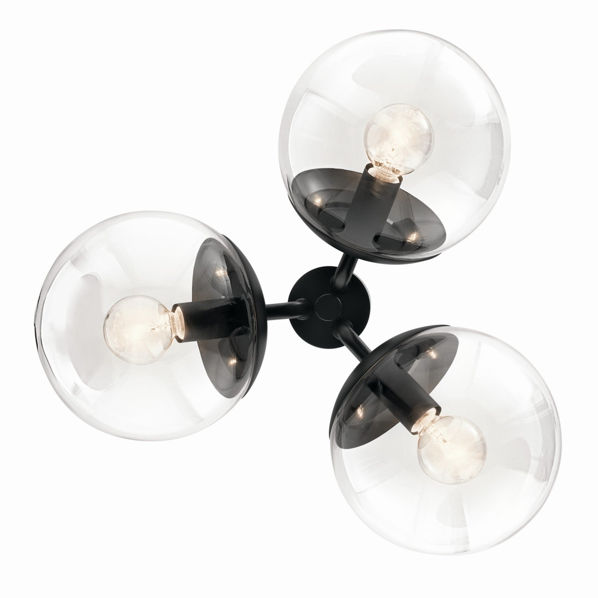 Silvarious 17" 3-Light Chandelier, Black Finish, Clear Glass - Bees Lighting