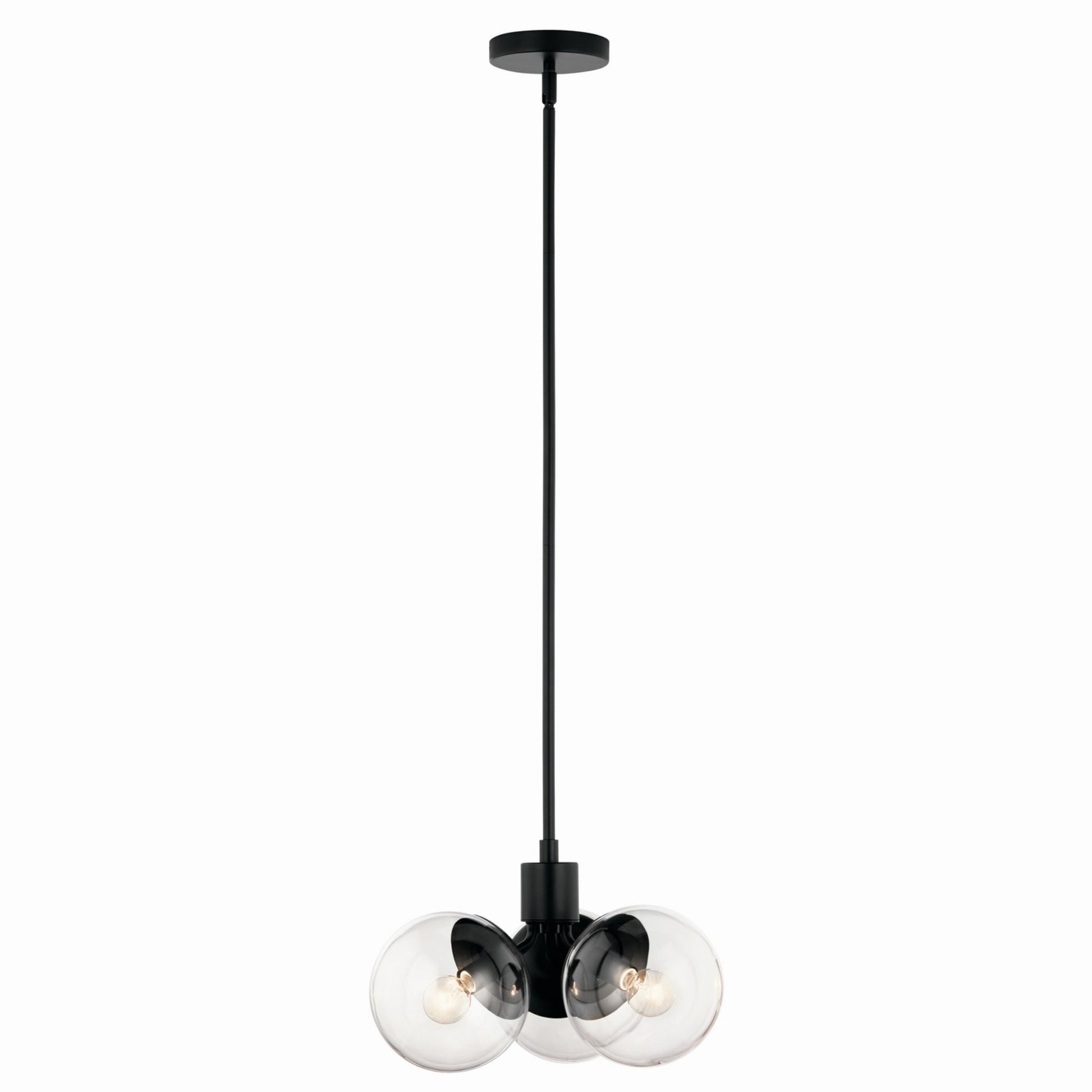 Silvarious 17" 3-Light Chandelier, Black Finish, Clear Glass - Bees Lighting