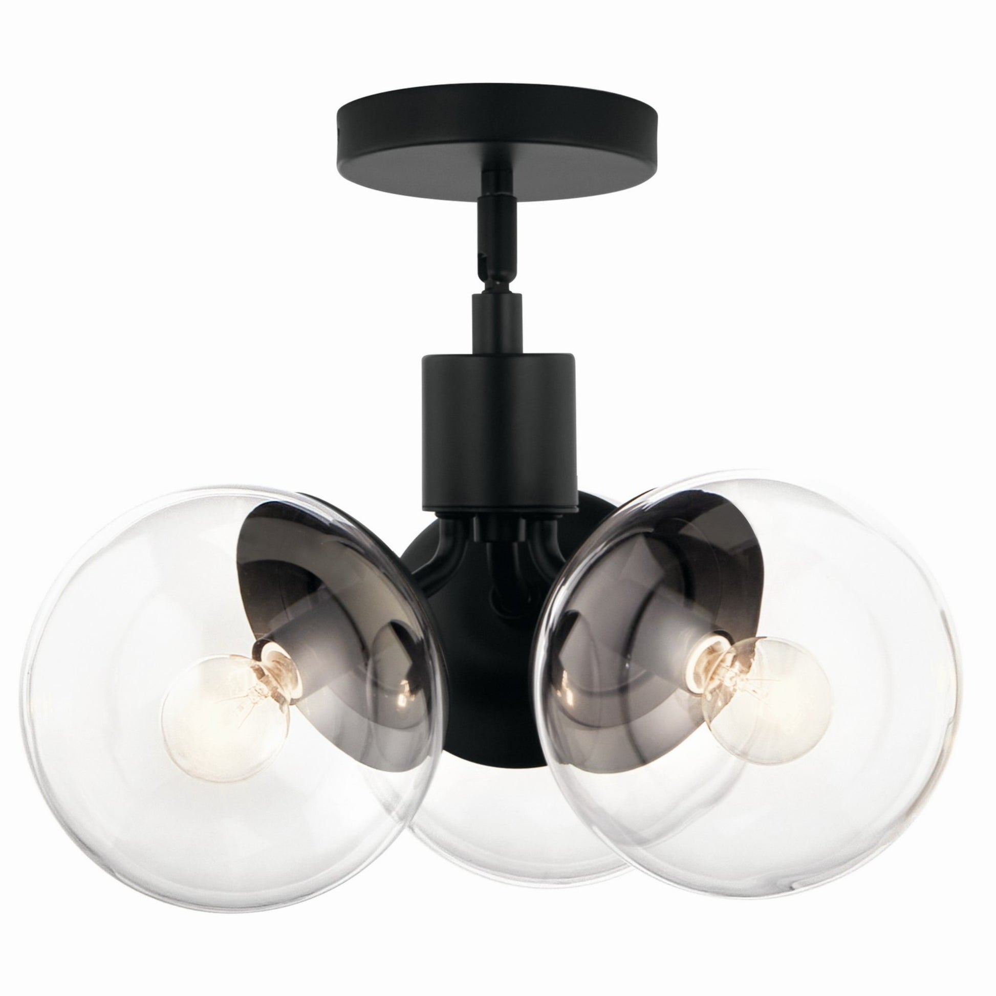 Silvarious 17" 3-Light Chandelier, Black Finish, Clear Glass - Bees Lighting