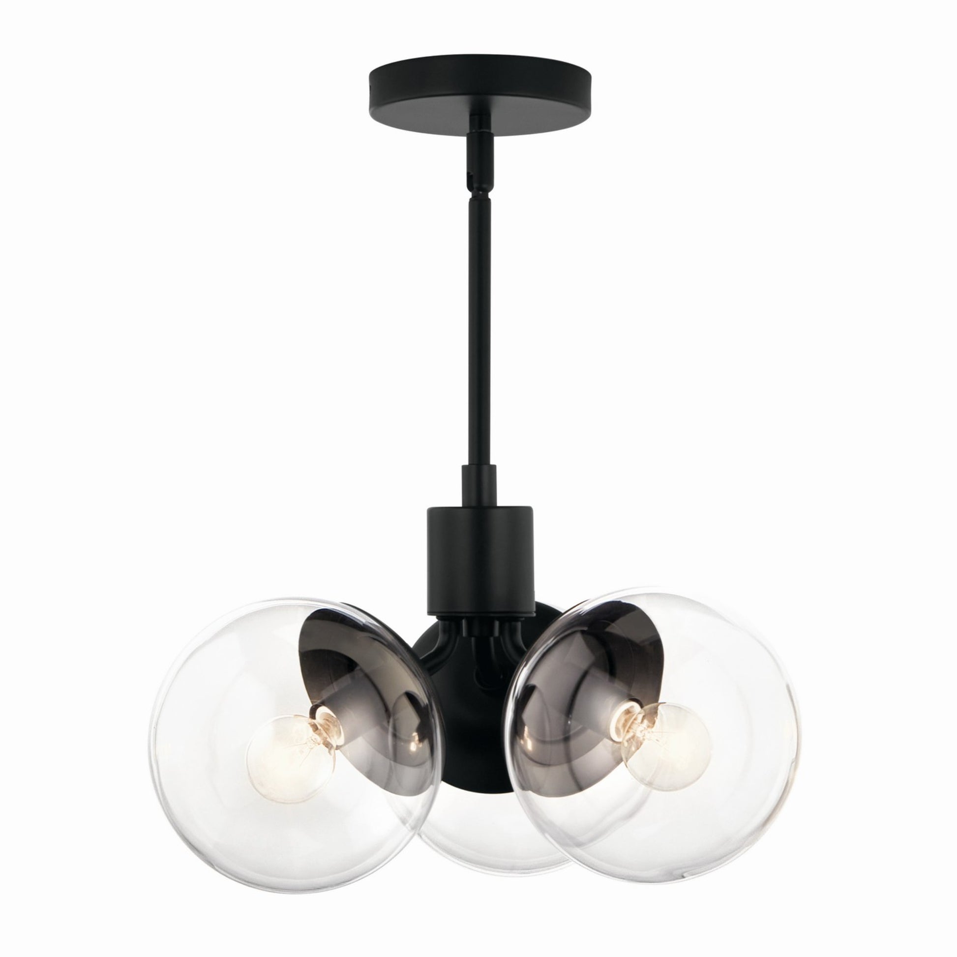Silvarious 17" 3-Light Chandelier, Black Finish, Clear Glass - Bees Lighting
