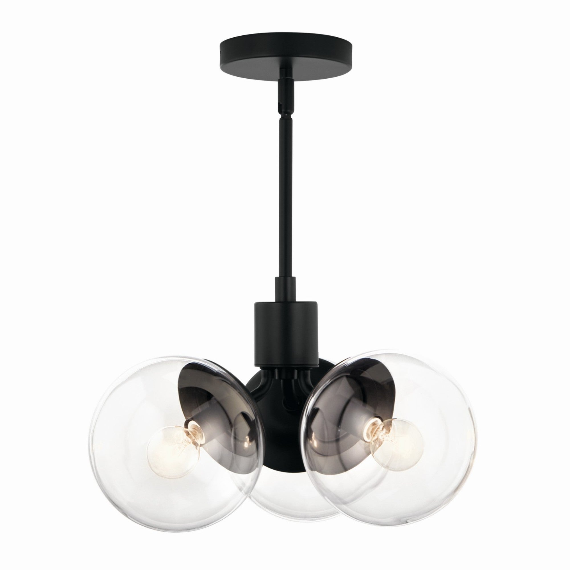 Silvarious 17" 3-Light Chandelier, Black Finish, Clear Glass - Bees Lighting
