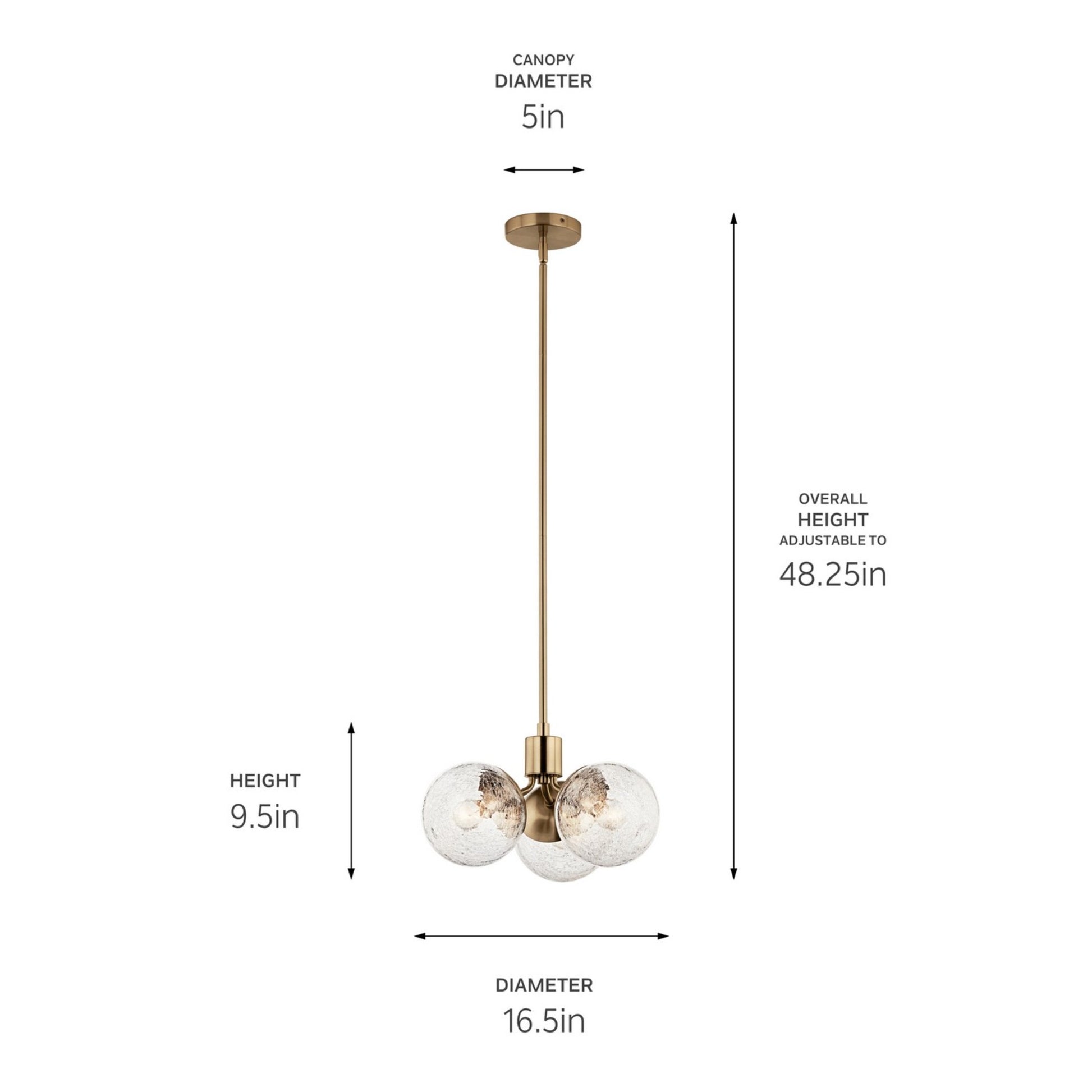 Silvarious 17" 3-Light Chandelier, Champagne Bronze Finish, Crackle Glass - Bees Lighting
