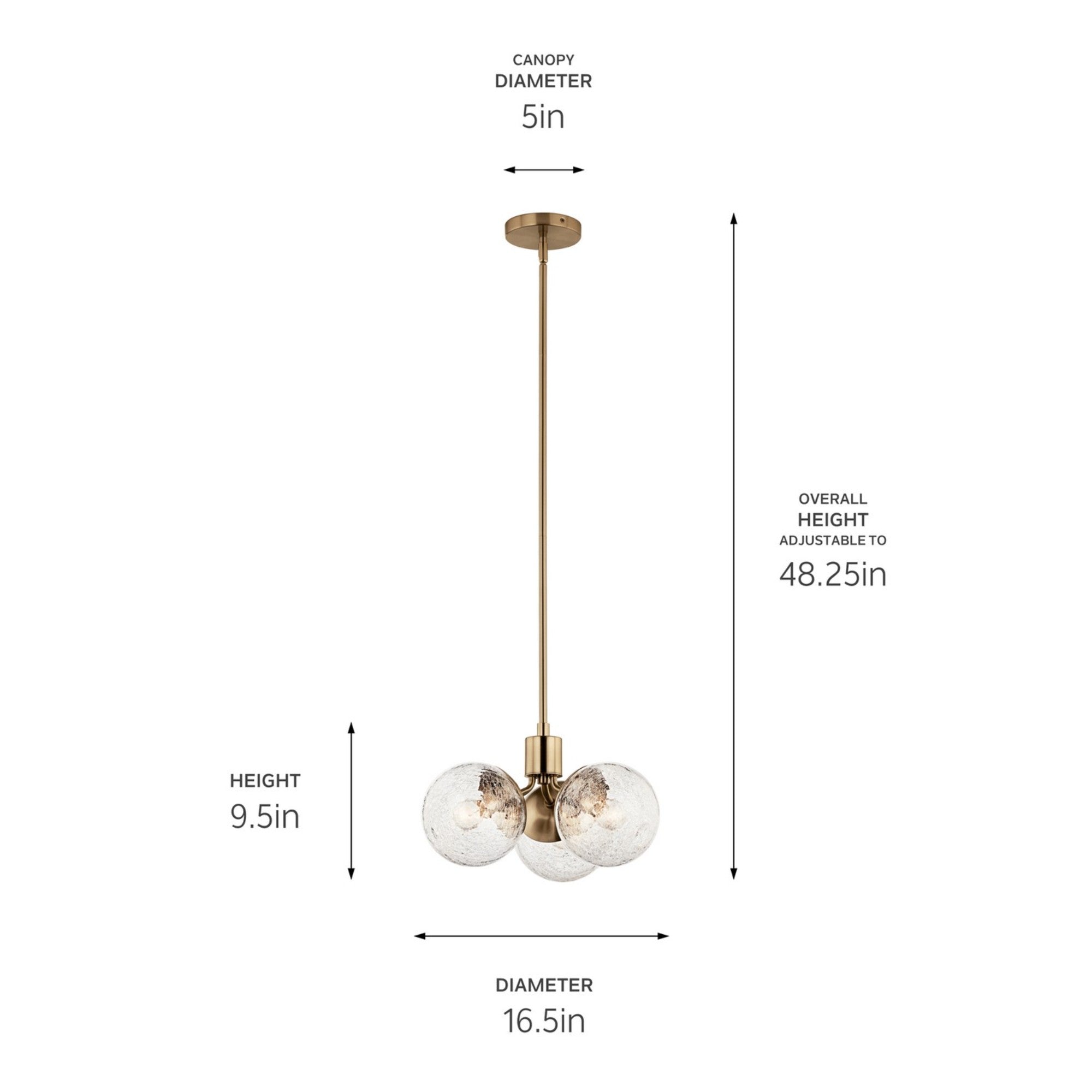 Silvarious 17" 3-Light Chandelier, Champagne Bronze Finish, Crackle Glass - Bees Lighting