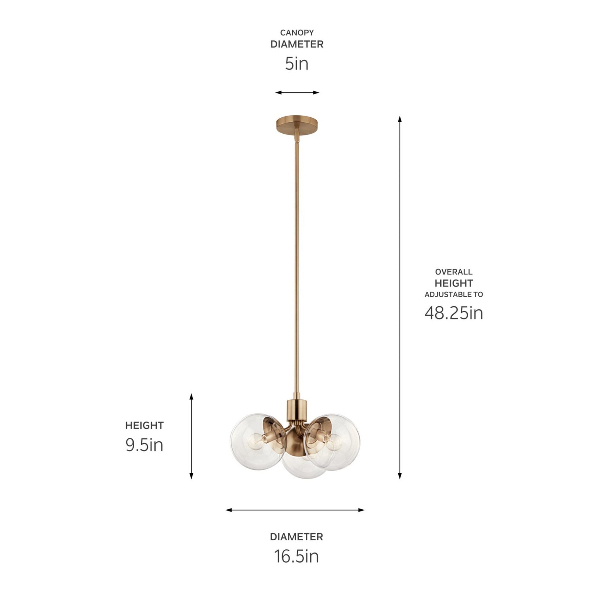 Silvarious 17" 3-Light Chandelier, Champagne Bronze Finish, Clear Glass - Bees Lighting