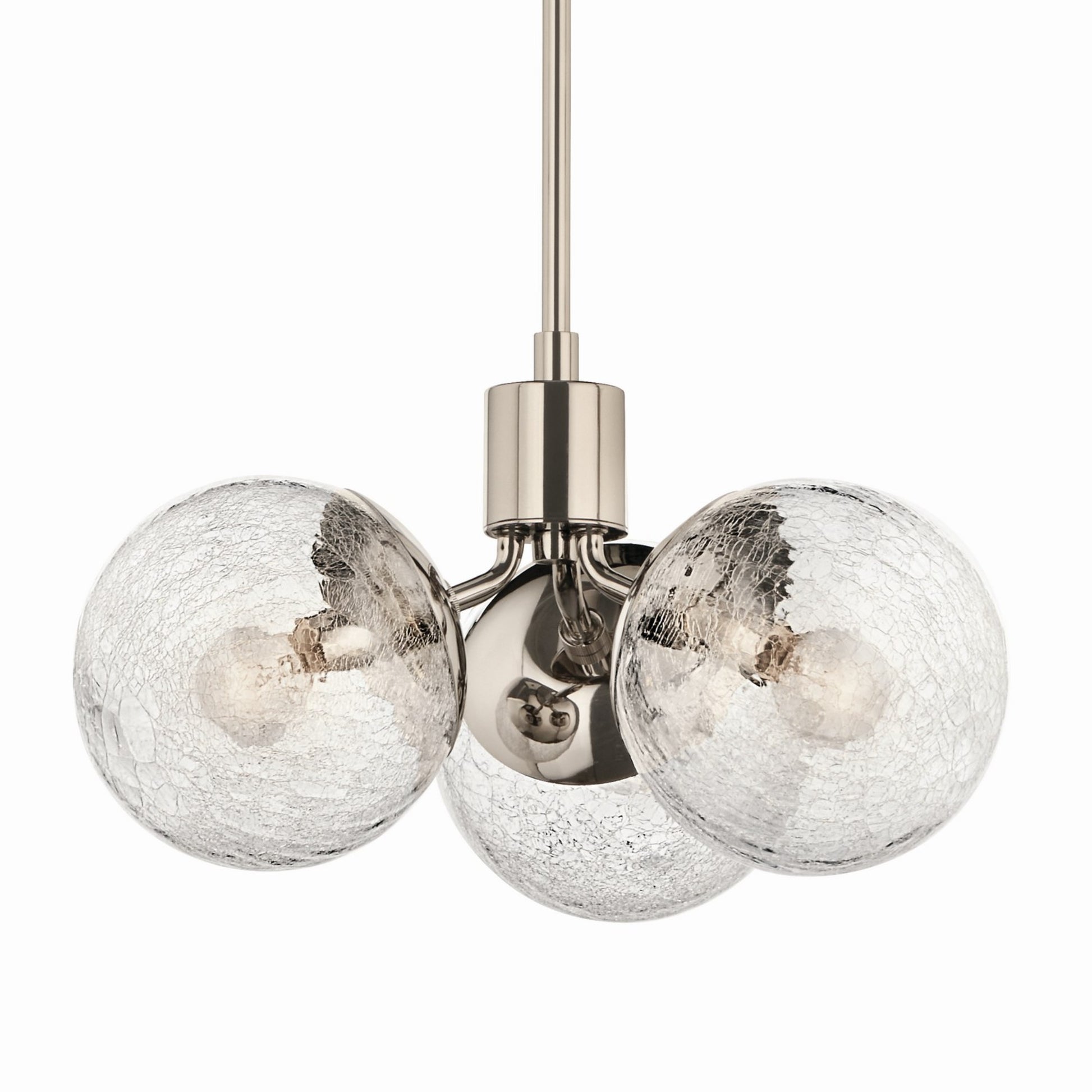 Silvarious 17" 3-Light Chandelier, Polished Nickel Finish, Crackle Glass - Bees Lighting