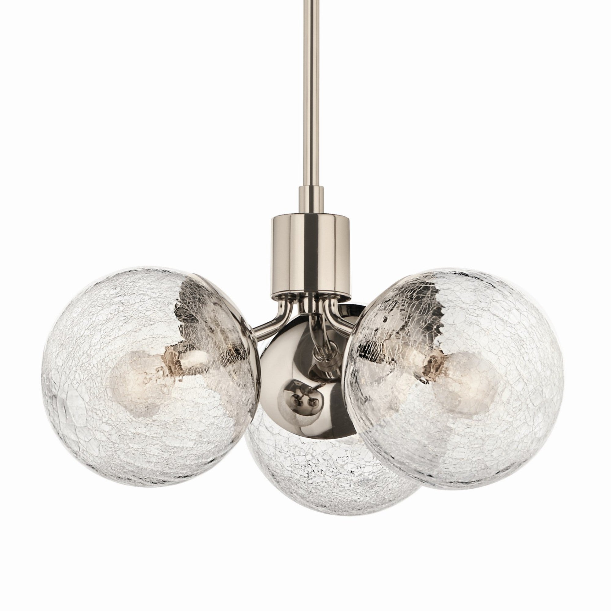 Silvarious 17" 3-Light Chandelier, Polished Nickel Finish, Crackle Glass - Bees Lighting