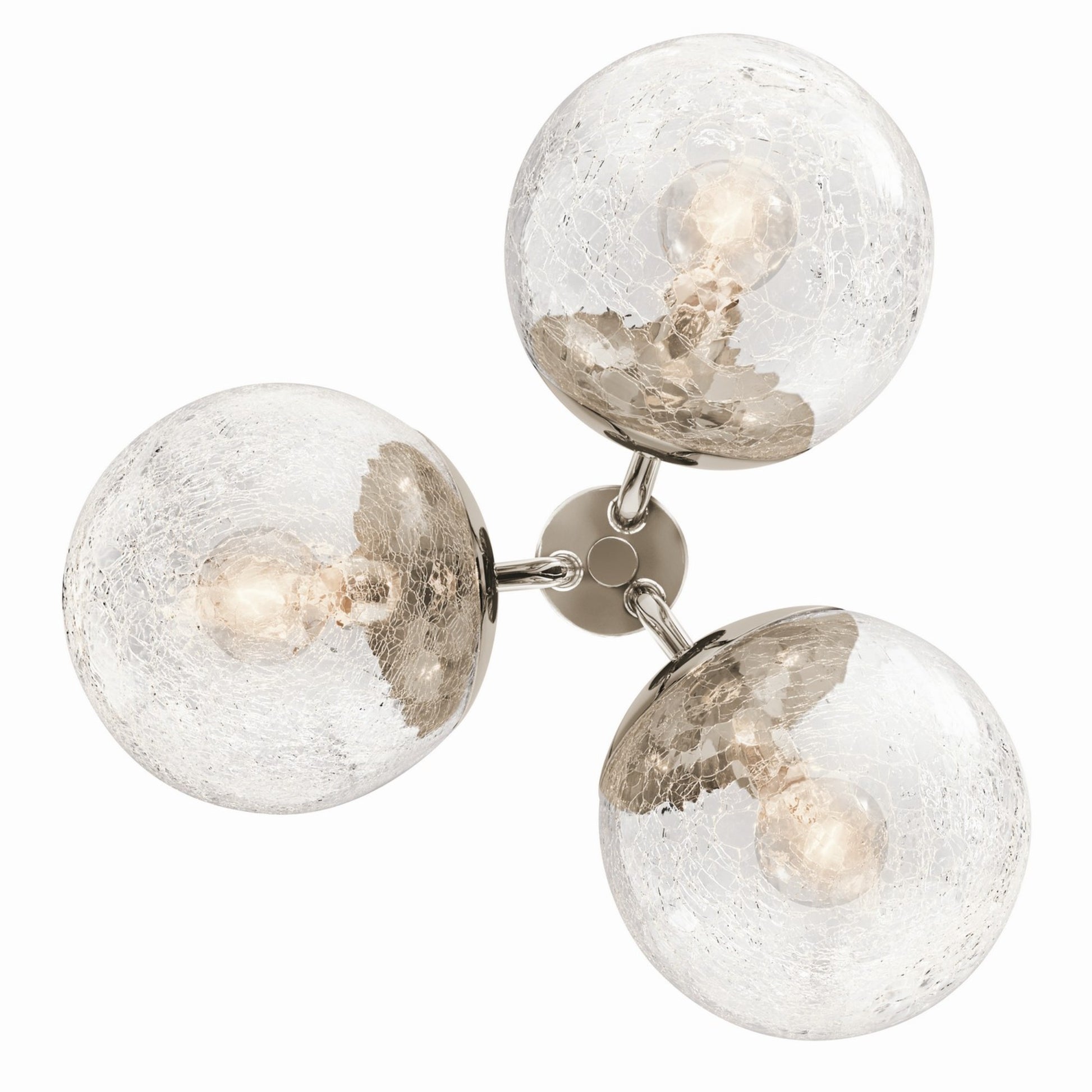 Silvarious 17" 3-Light Chandelier, Polished Nickel Finish, Crackle Glass - Bees Lighting