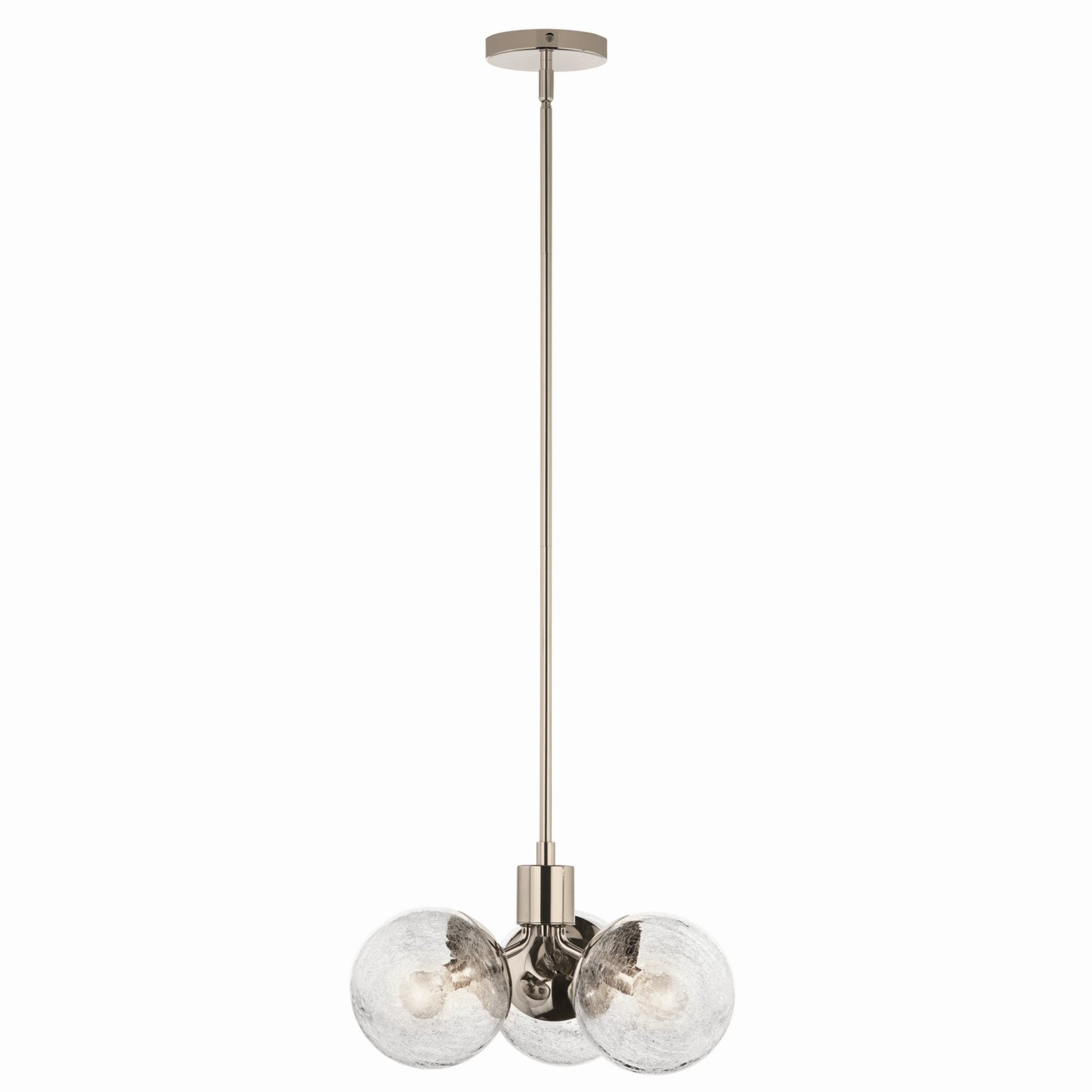 Silvarious 17" 3-Light Chandelier, Polished Nickel Finish, Crackle Glass - Bees Lighting